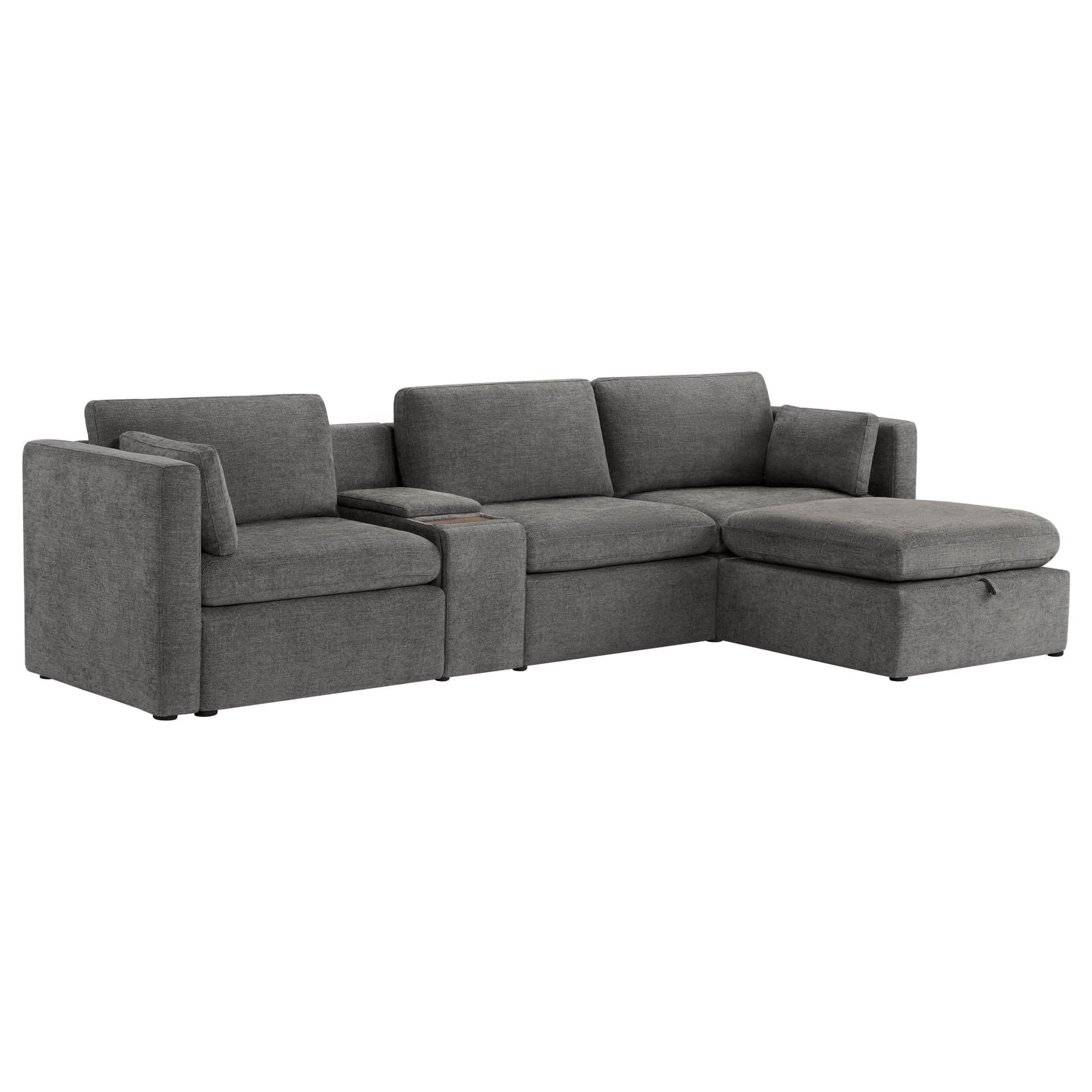 Delaney 4-Seat Modular Sofa Chaise with Storage Ottoman - Image 29