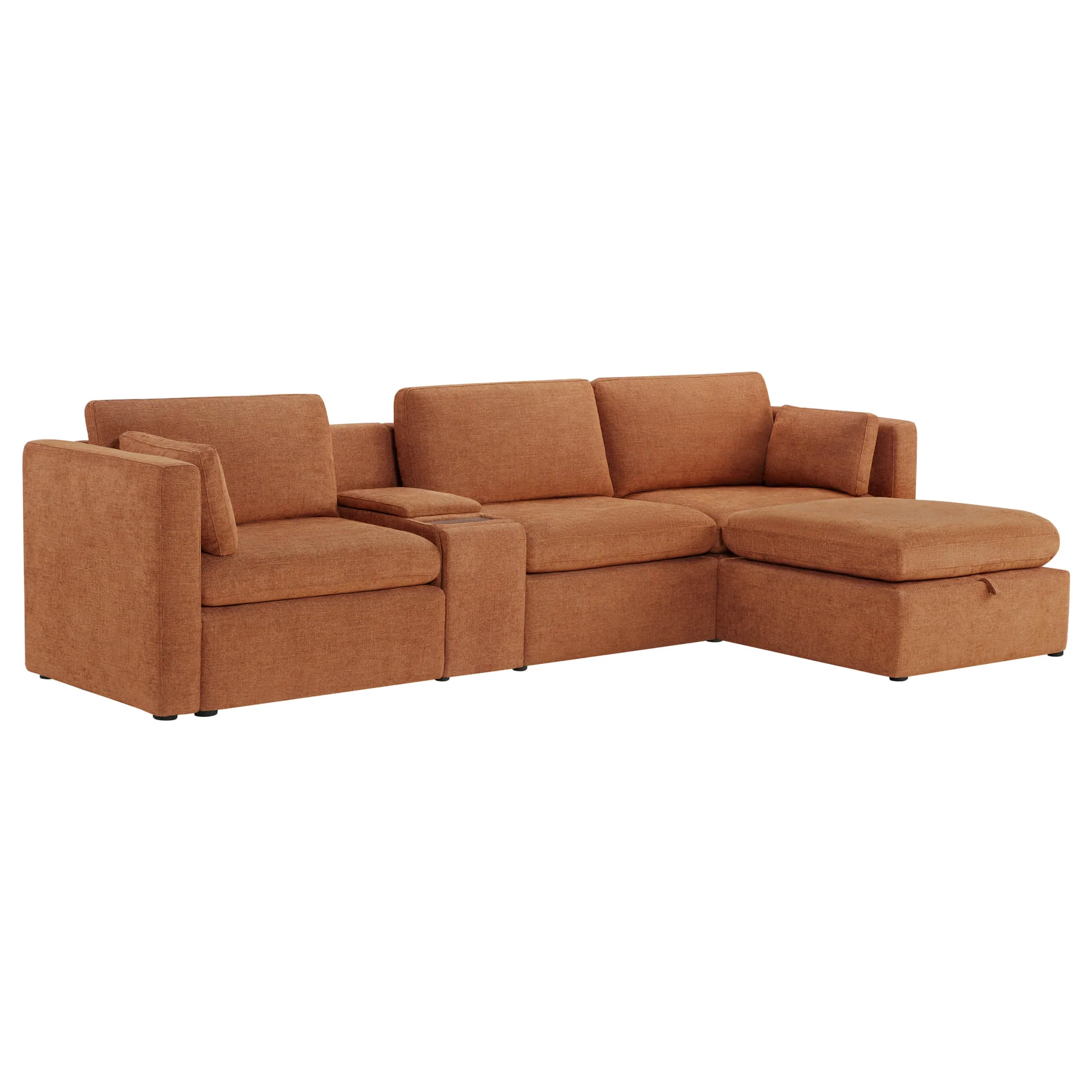 Delaney 4-Seat Modular Sofa Chaise with Storage Ottoman - Image 42