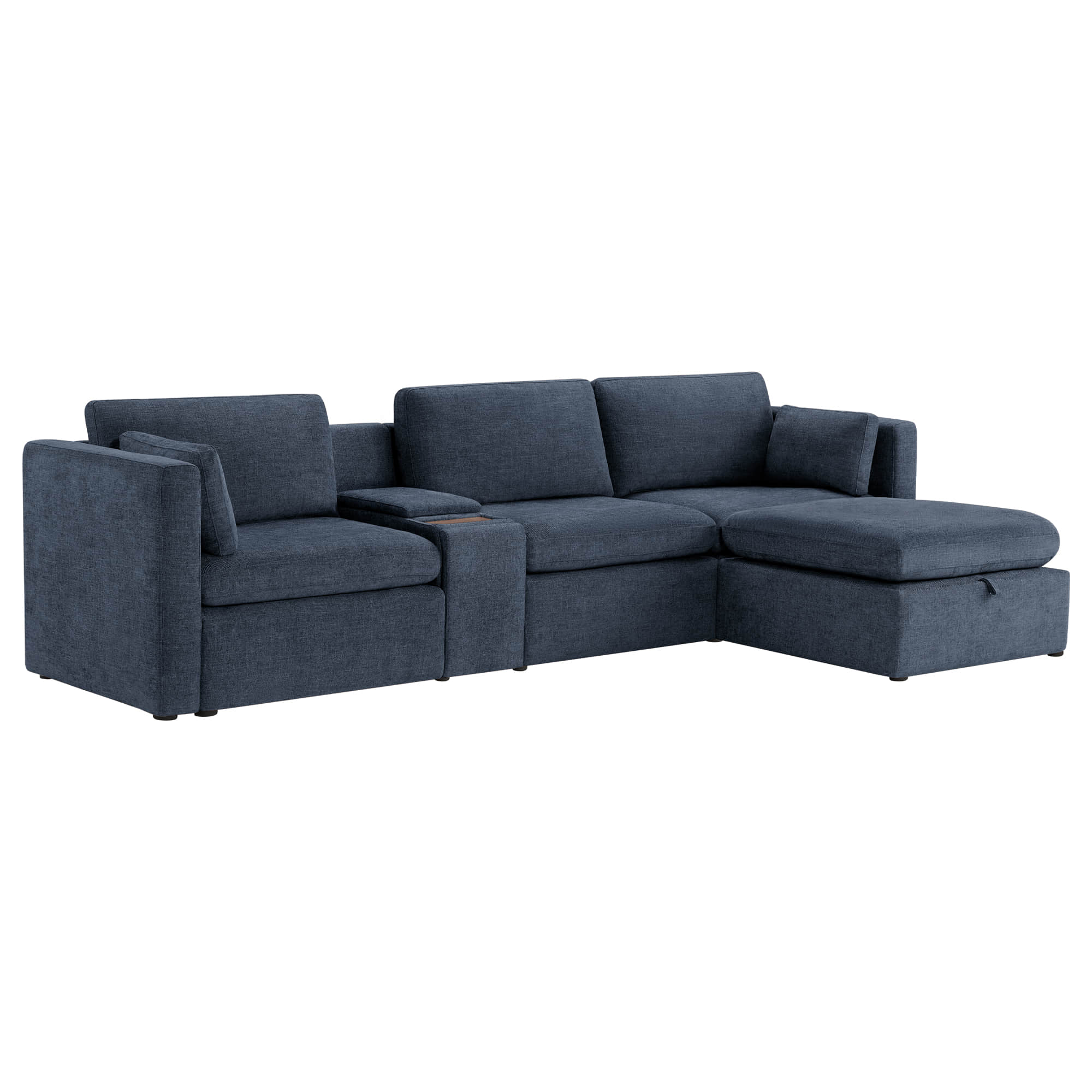Delaney 4-Seat Modular Sofa Chaise with Storage Ottoman - Image 55