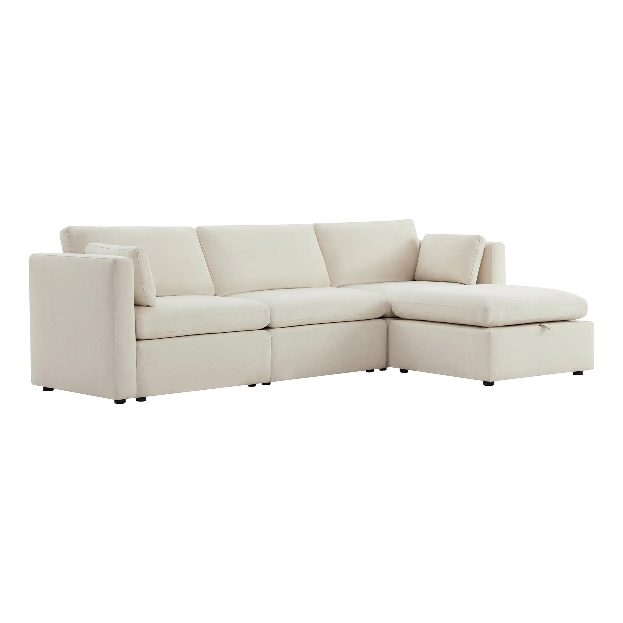 Delaney 4-Seat Modular Sofa Chaise with Storage Ottoman - Image 6
