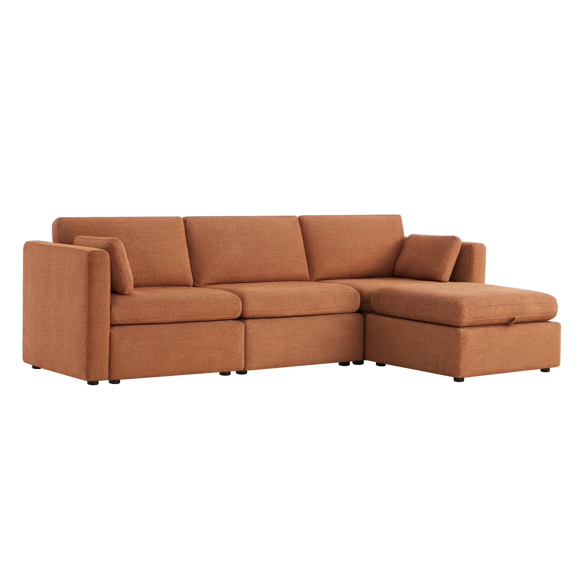 Delaney 4-Seat Modular Sofa Chaise with Storage Ottoman - Image 86