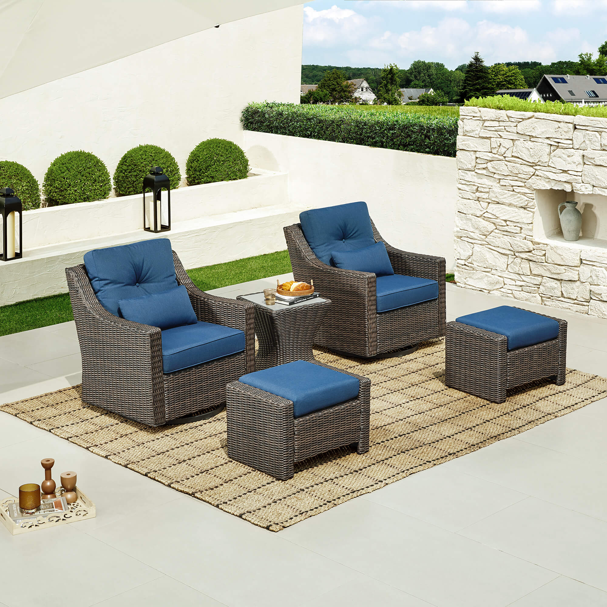 Elara Rattan Outdoor 5-Piece Patio Set - Image 69