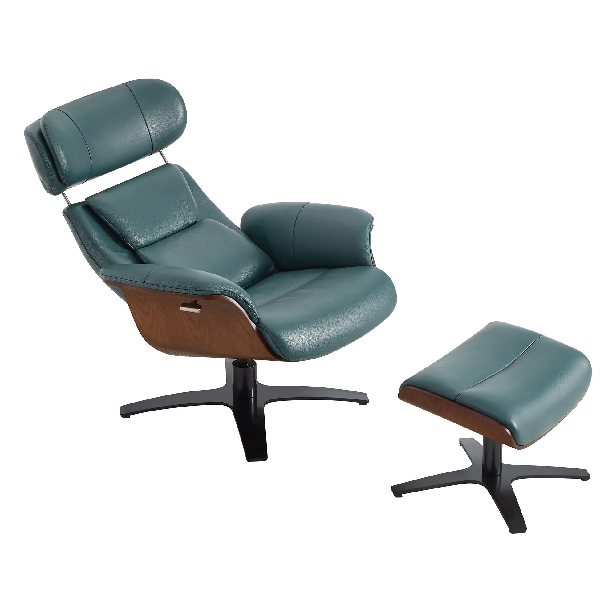 Elvin Genuine Leather Recliner Lounge Chair & Ottoman - Image 14