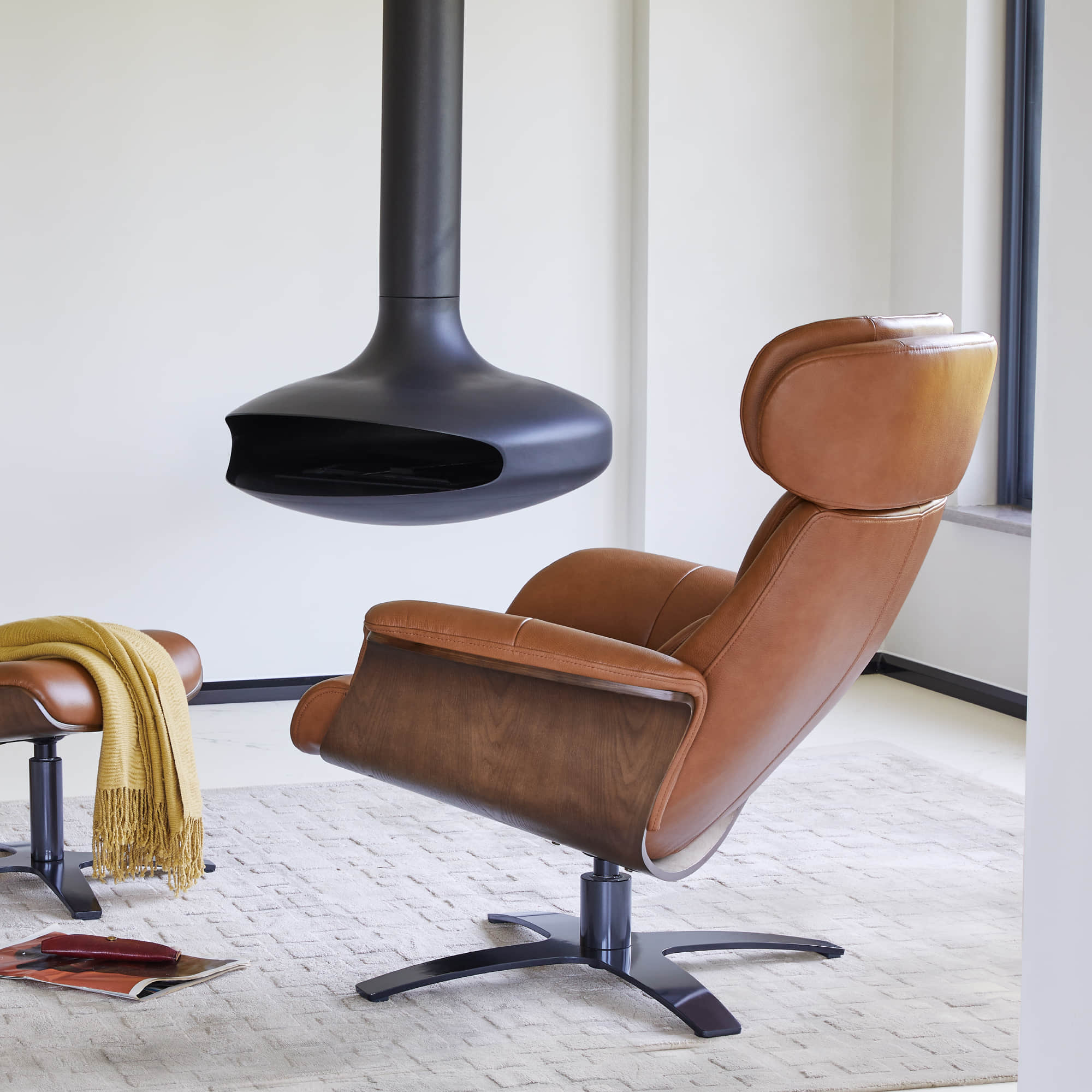 Elvin Genuine Leather Recliner Lounge Chair & Ottoman - Image 3