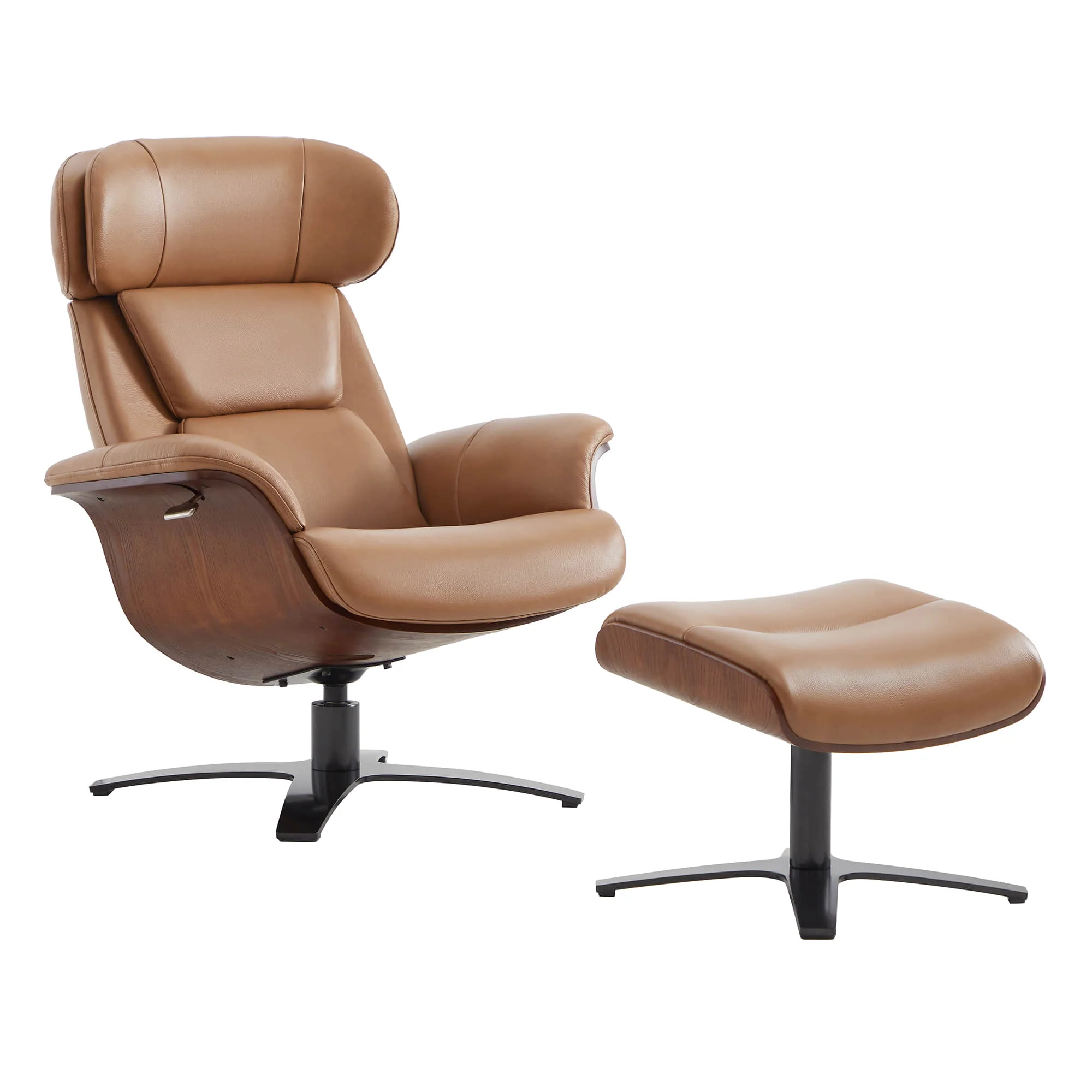 Elvin Genuine Leather Recliner Lounge Chair & Ottoman - Image 4