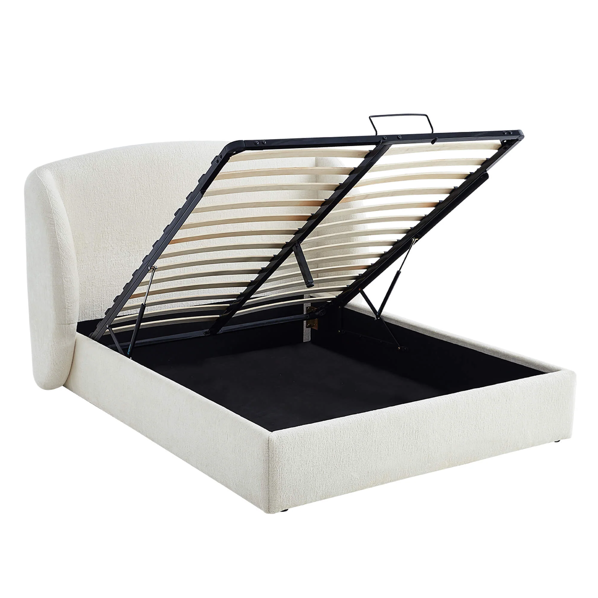 Evie Wingback Upholstered Storage Platform Bed - Image 13