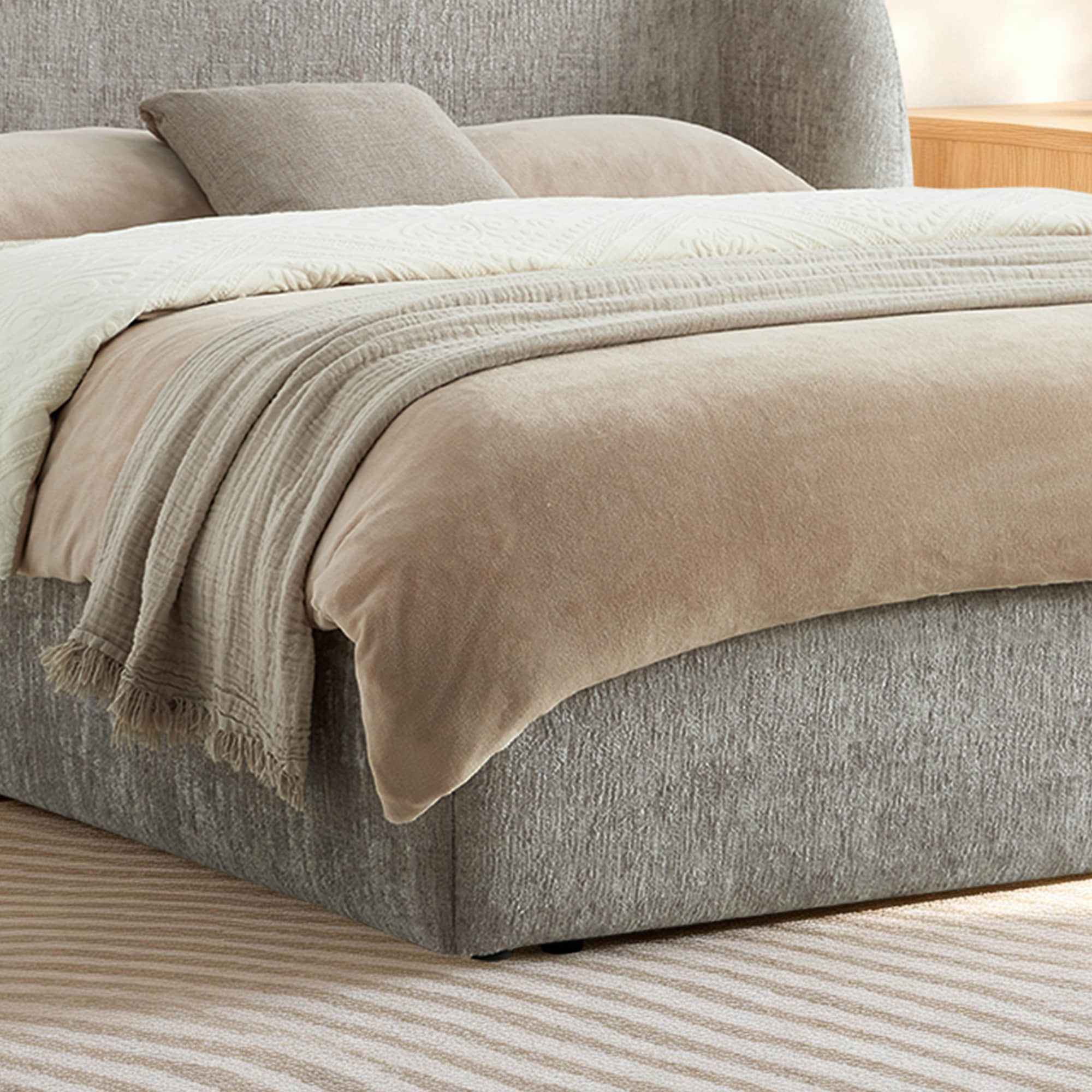 Evie Wingback Upholstered Storage Platform Bed - Image 9