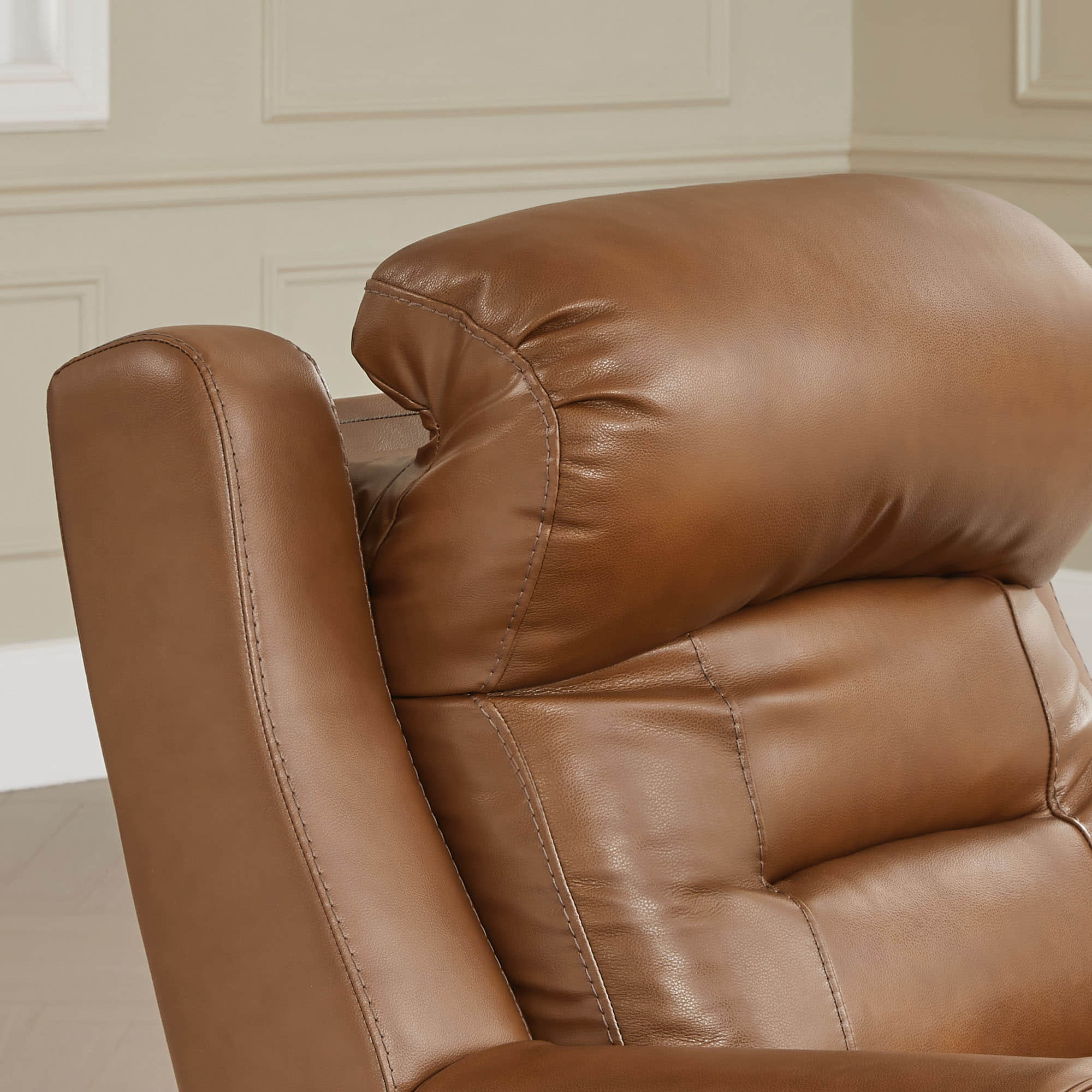 Garrison Genuine Leather Power Lay Flat Recliner with Power Headrest - Image 13