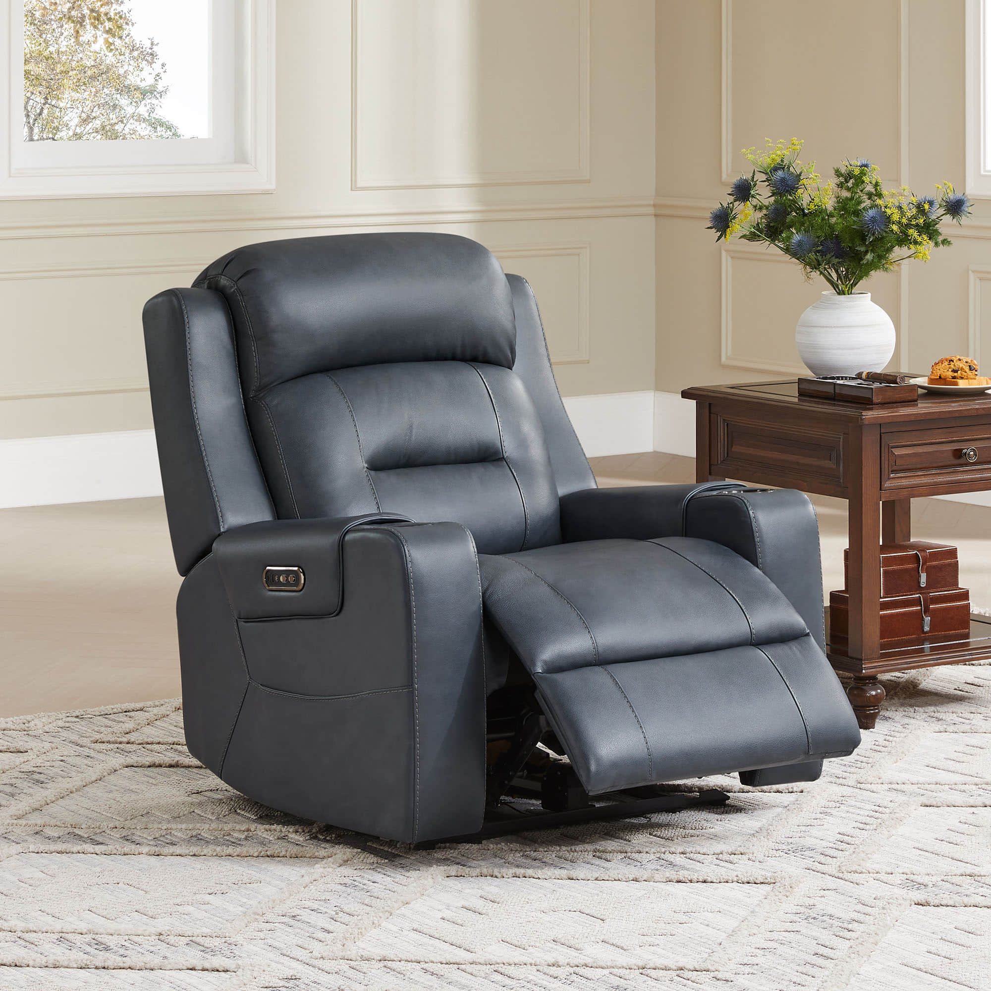 Garrison Genuine Leather Power Lay Flat Recliner with Power Headrest - Image 18