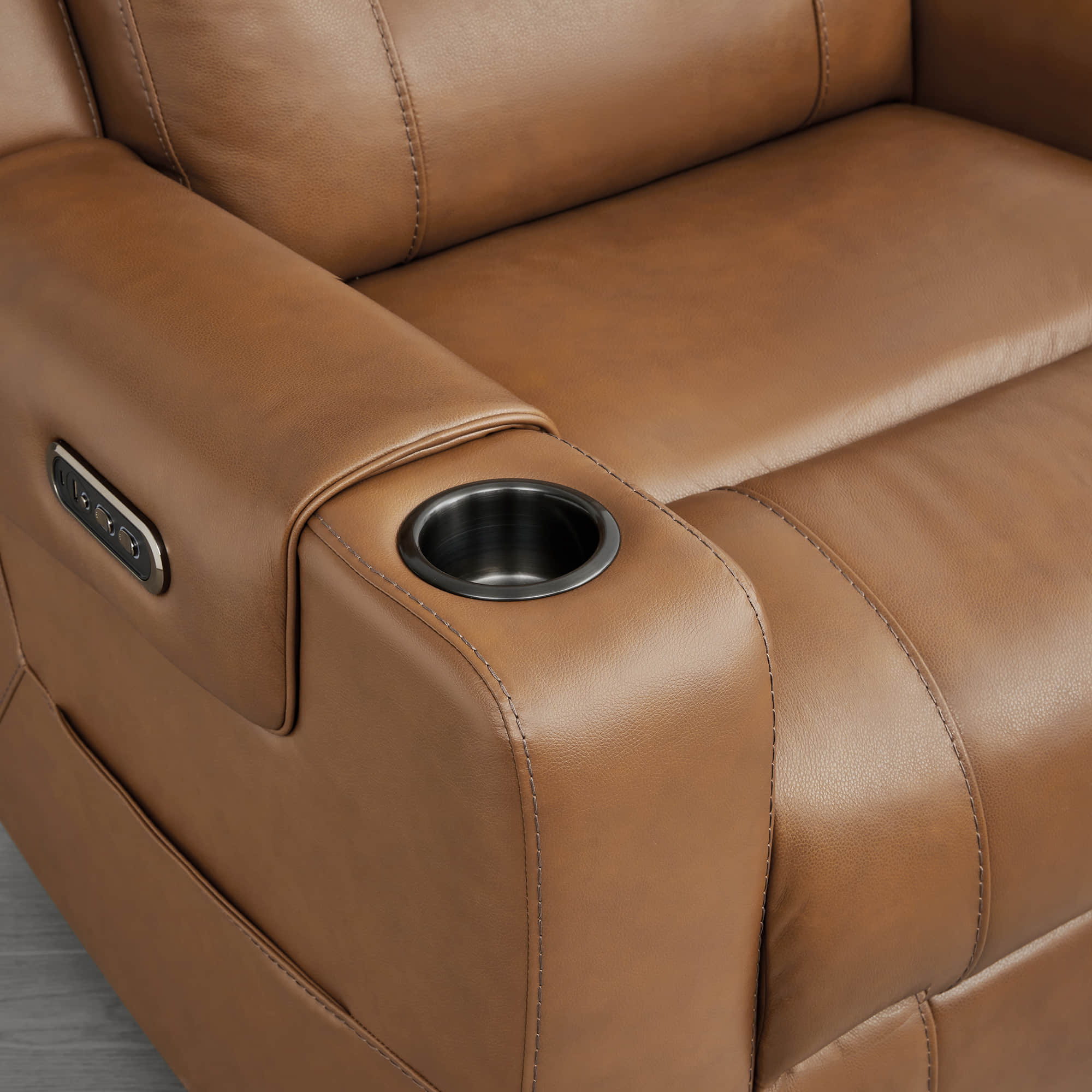 Garrison Genuine Leather Power Lay Flat Recliner with Power Headrest - Image 20