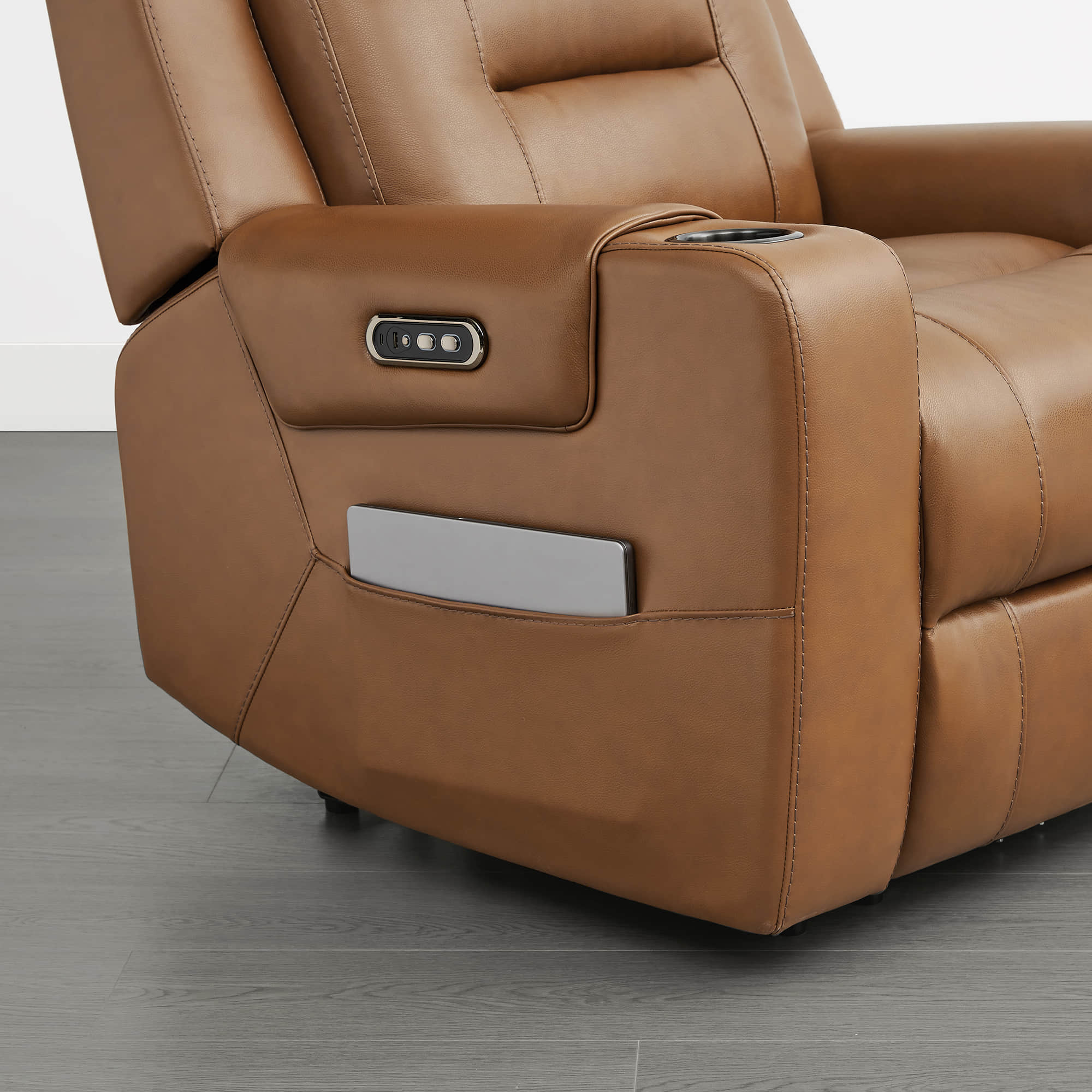 Garrison Genuine Leather Power Lay Flat Recliner with Power Headrest - Image 22