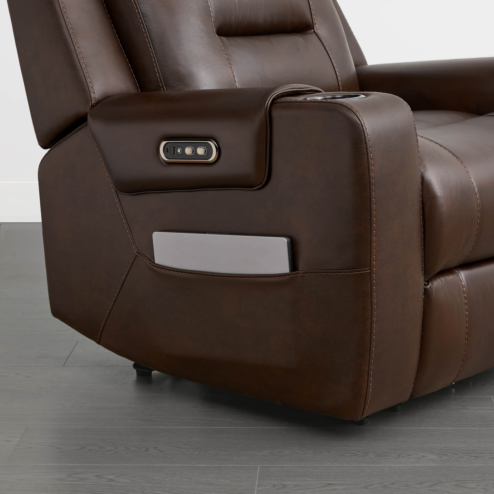 Garrison Genuine Leather Power Lay Flat Recliner with Power Headrest - Image 38