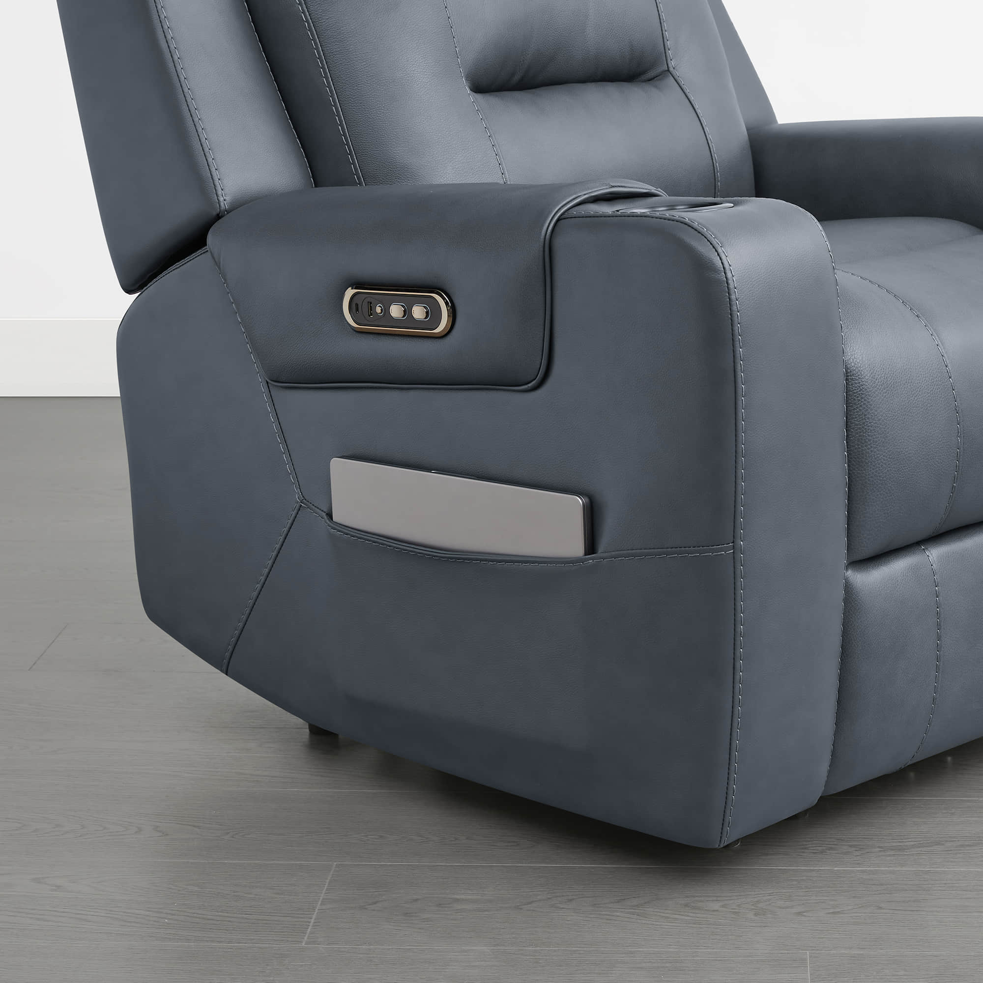 Garrison Genuine Leather Power Lay Flat Recliner with Power Headrest - Image 53