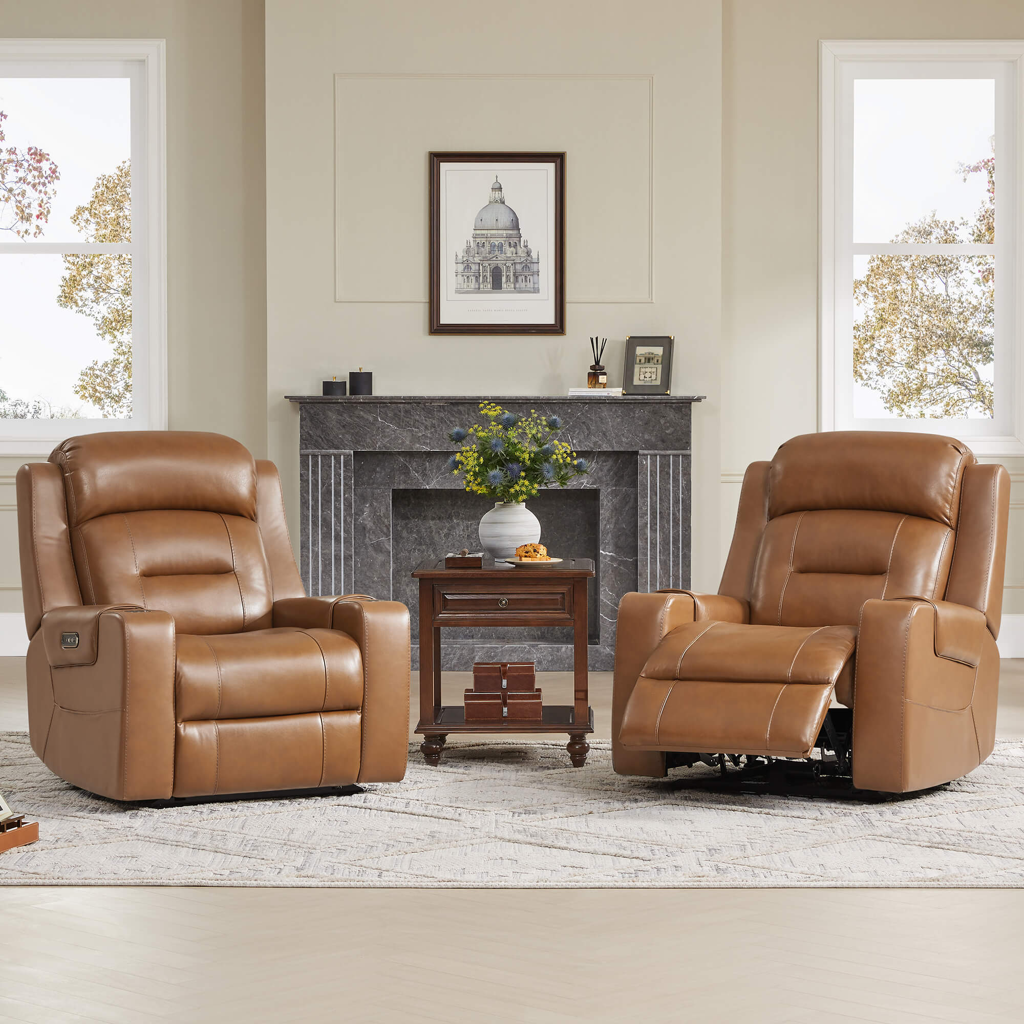Garrison Genuine Leather Power Lay Flat Recliner with Power Headrest - Image 65
