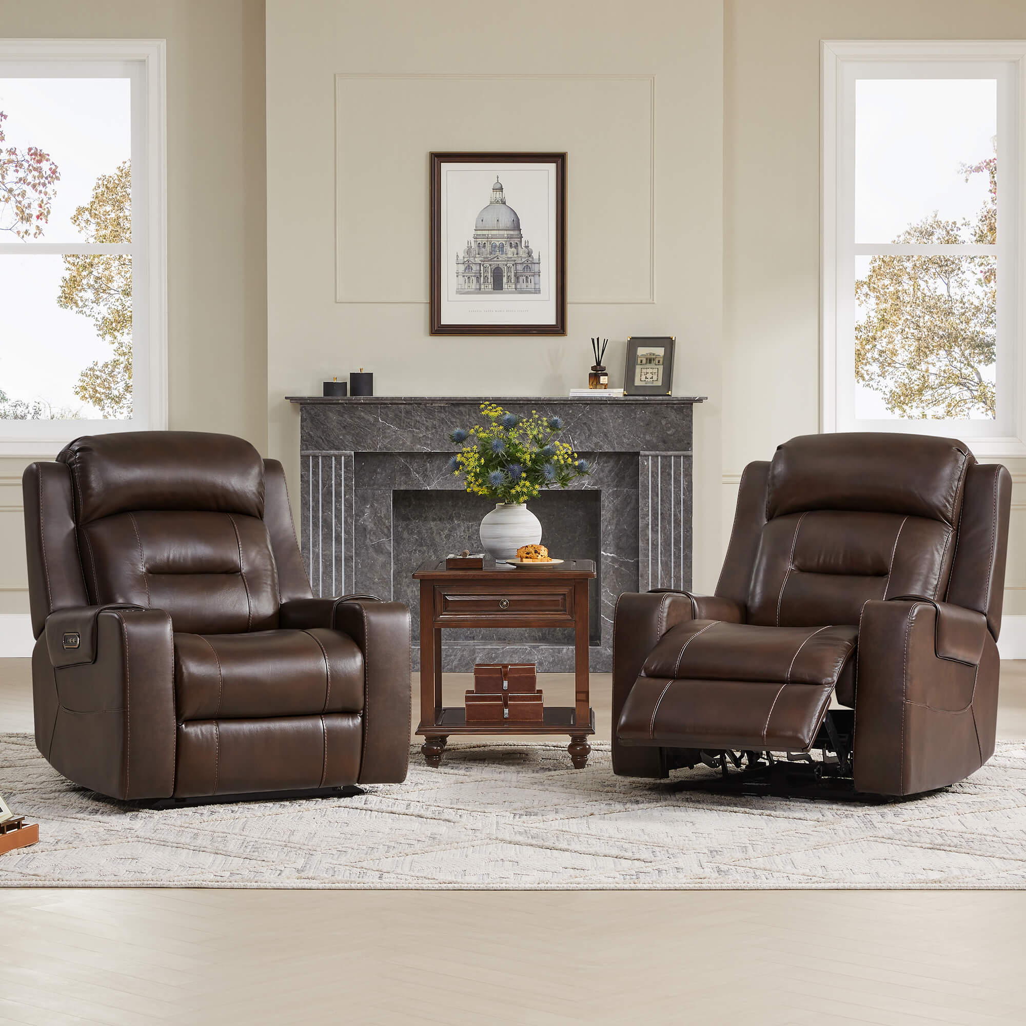 Garrison Genuine Leather Power Lay Flat Recliner with Power Headrest - Image 69