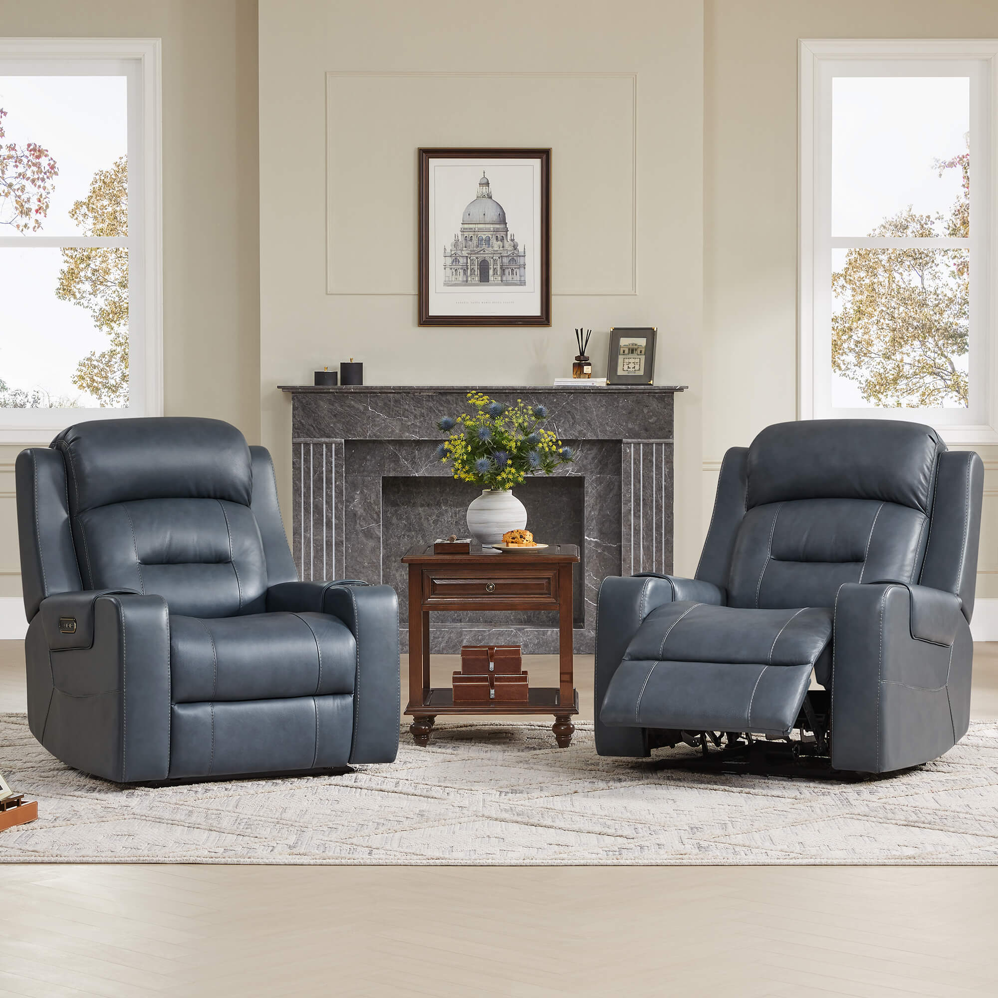 Garrison Genuine Leather Power Lay Flat Recliner with Power Headrest - Image 73