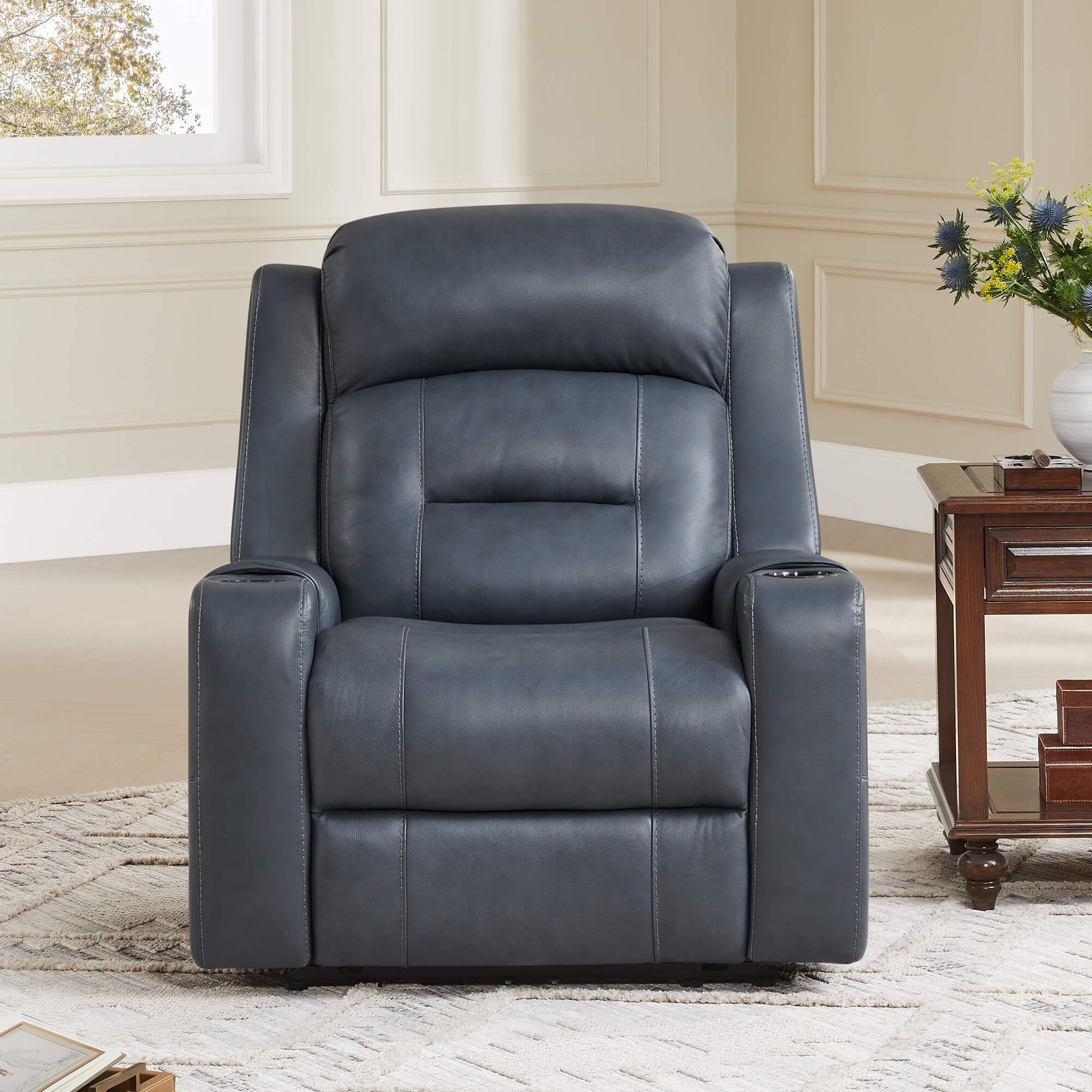 Garrison Genuine Leather Power Lay Flat Recliner with Power Headrest - Image 74
