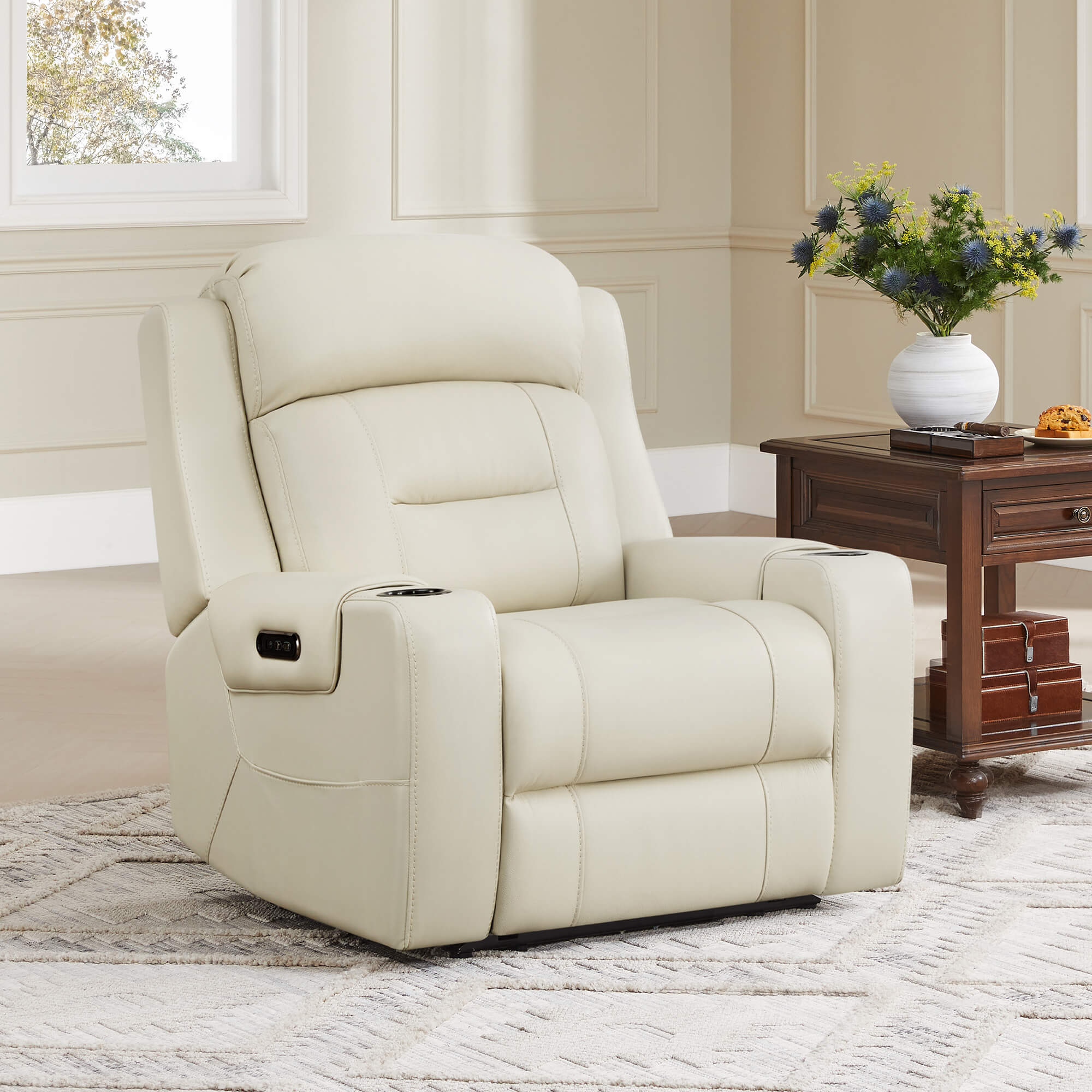 Garrison Genuine Leather Power Lay Flat Recliner with Power Headrest - Image 79