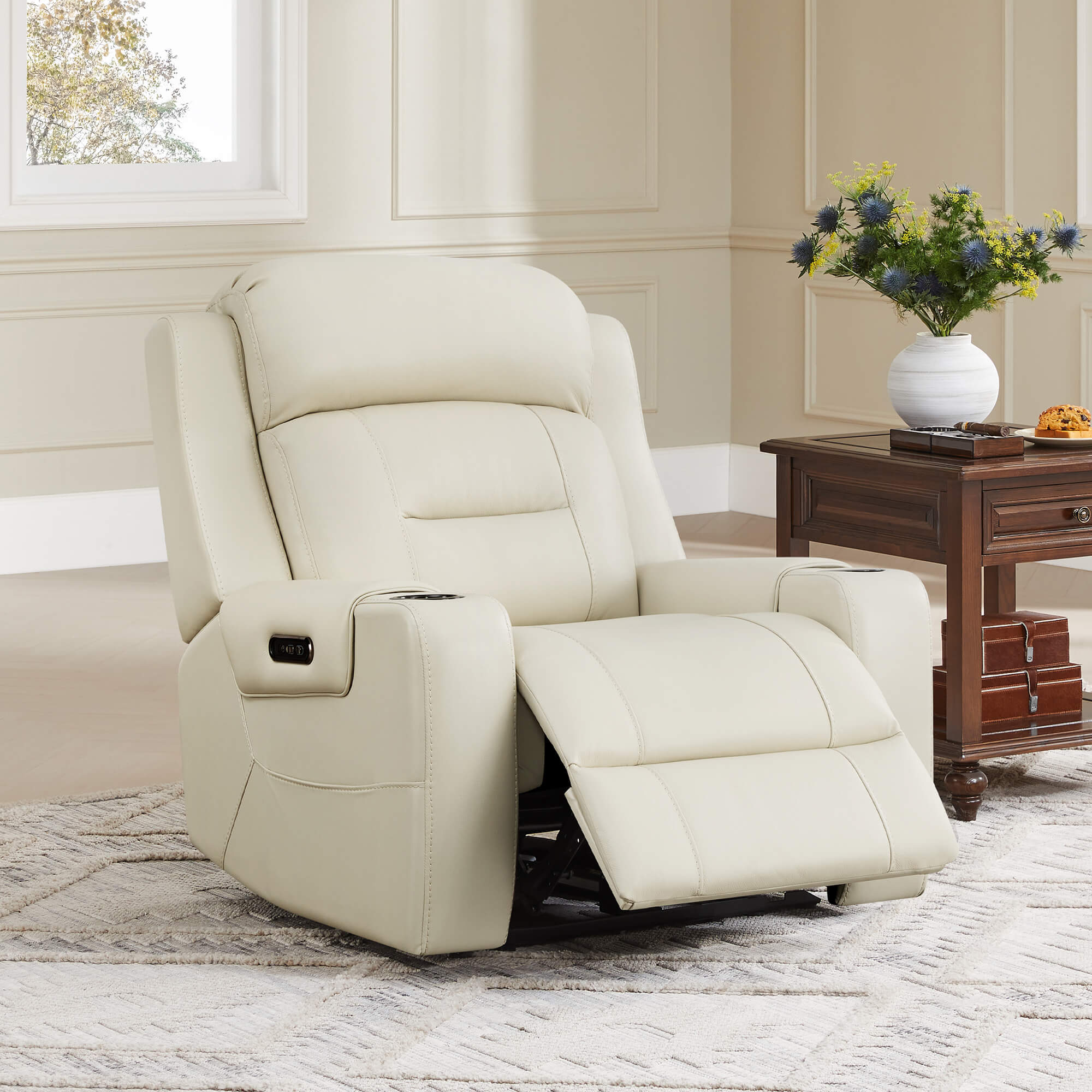 Garrison Genuine Leather Power Lay Flat Recliner with Power Headrest - Image 80