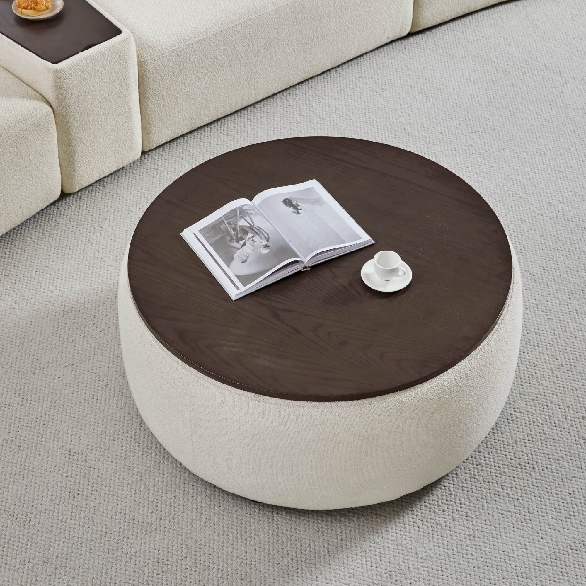 Grace Round Storage Ottoman Coffee Table - Image 4