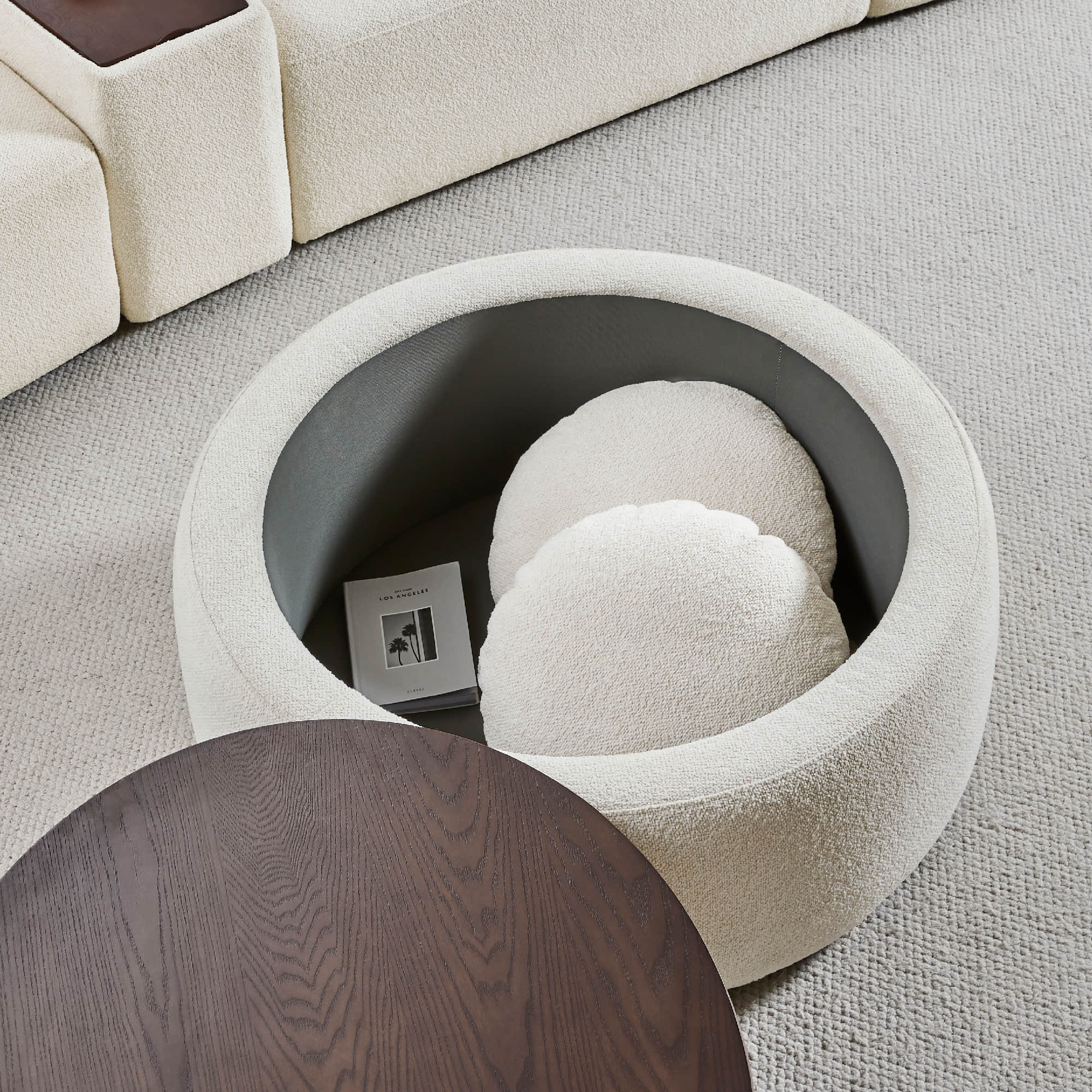 Grace Round Storage Ottoman Coffee Table - Image 5