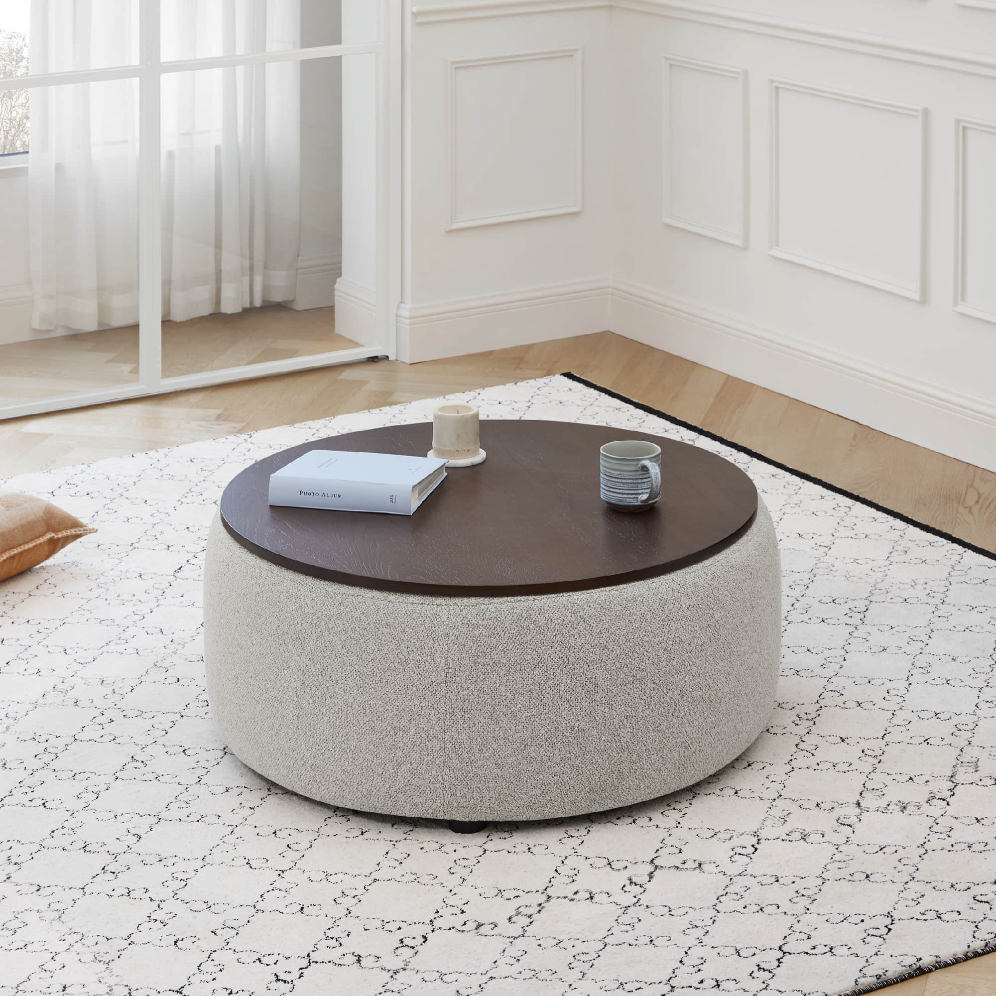Grace Round Storage Ottoman Coffee Table - Image 8