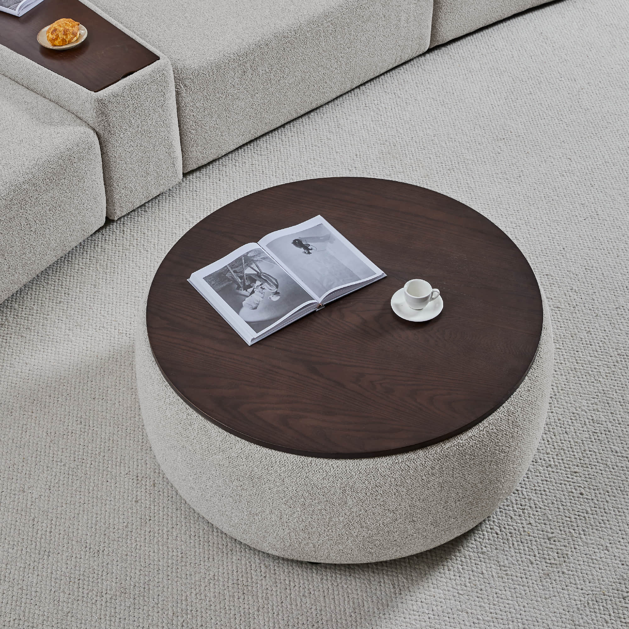 Grace Round Storage Ottoman Coffee Table - Image 9