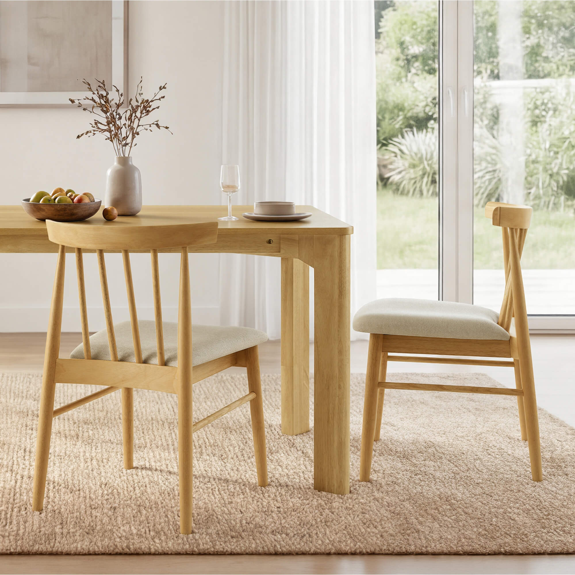 Hanna Mid-century Windsor Solid Wood Dining Chair(Set of 2) - Image 3