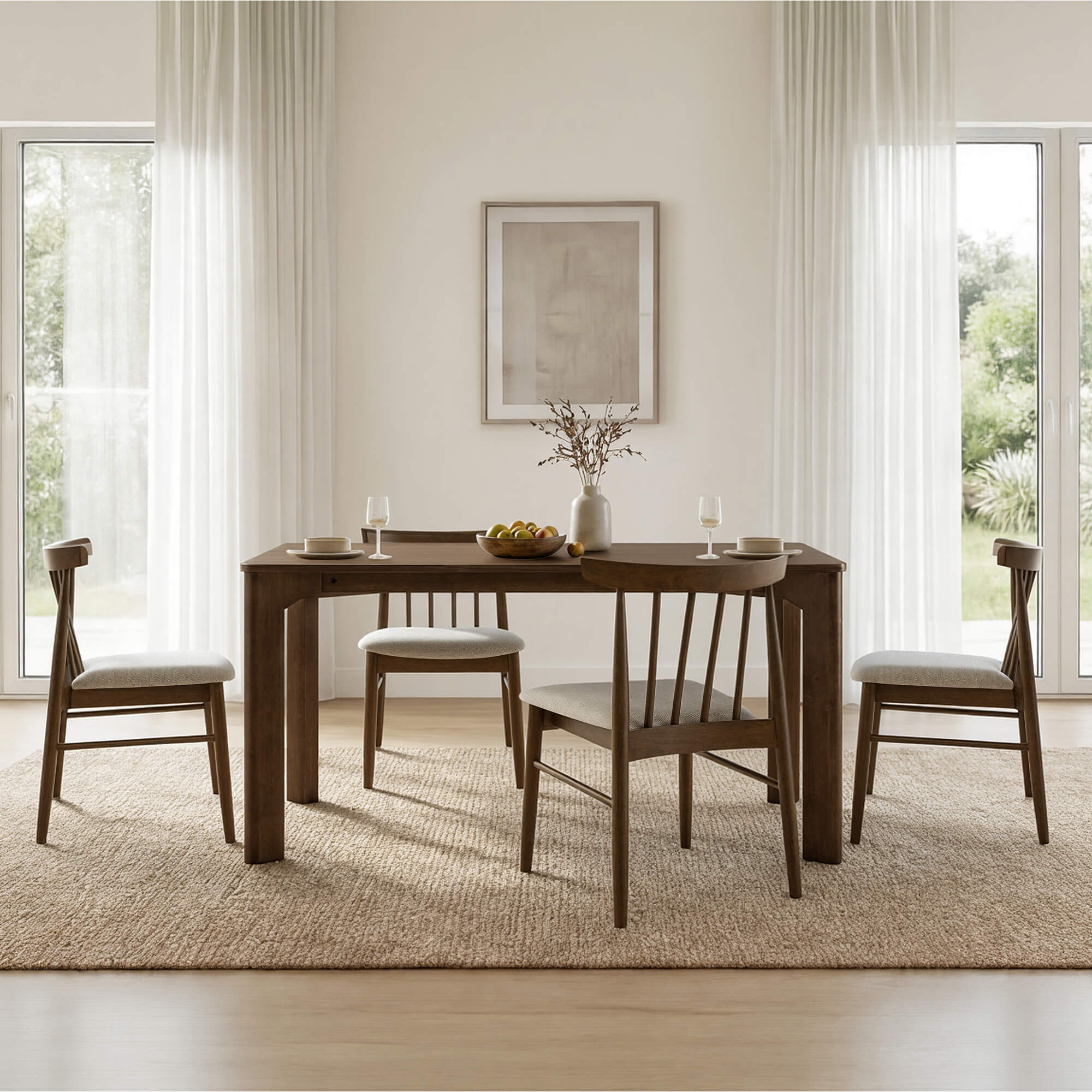 Hanna Mid-century Windsor Solid Wood Dining Chair(Set of 2) - Image 5