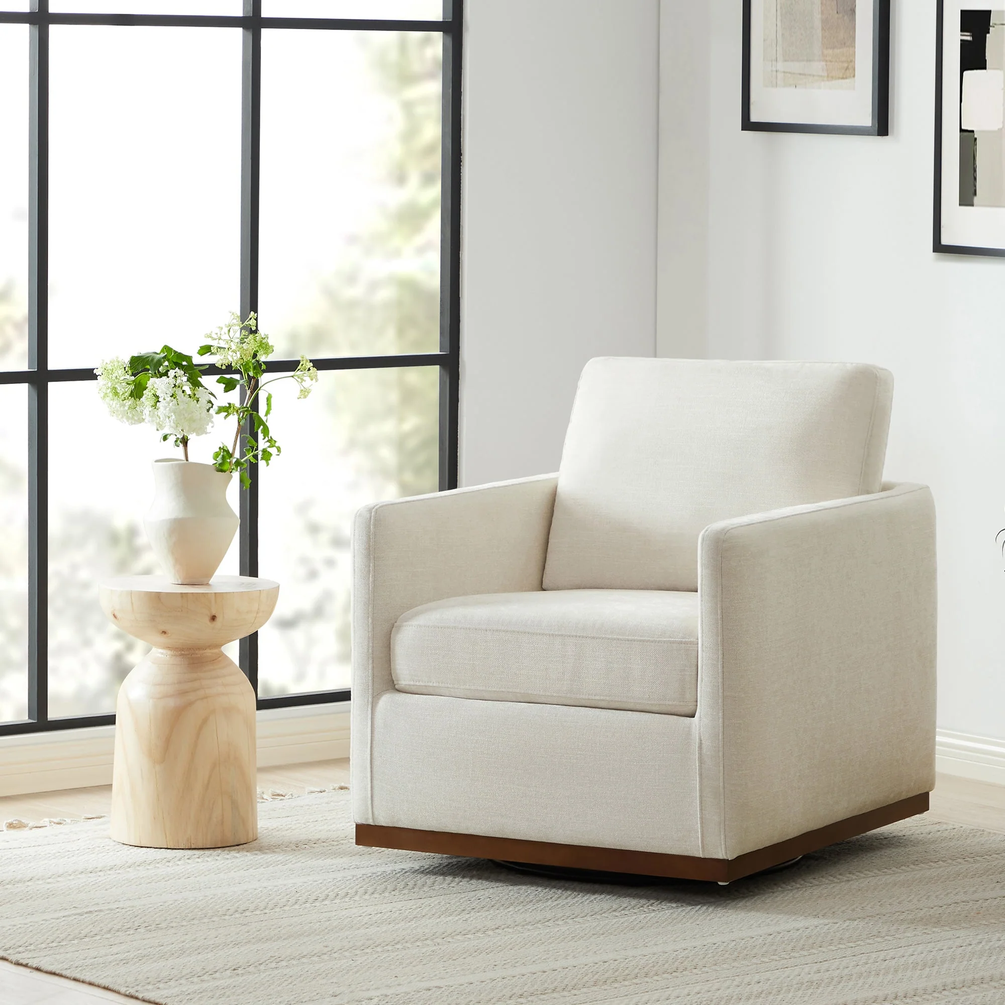 Henry Swivel Accent Chair with Wood Base - Image 30