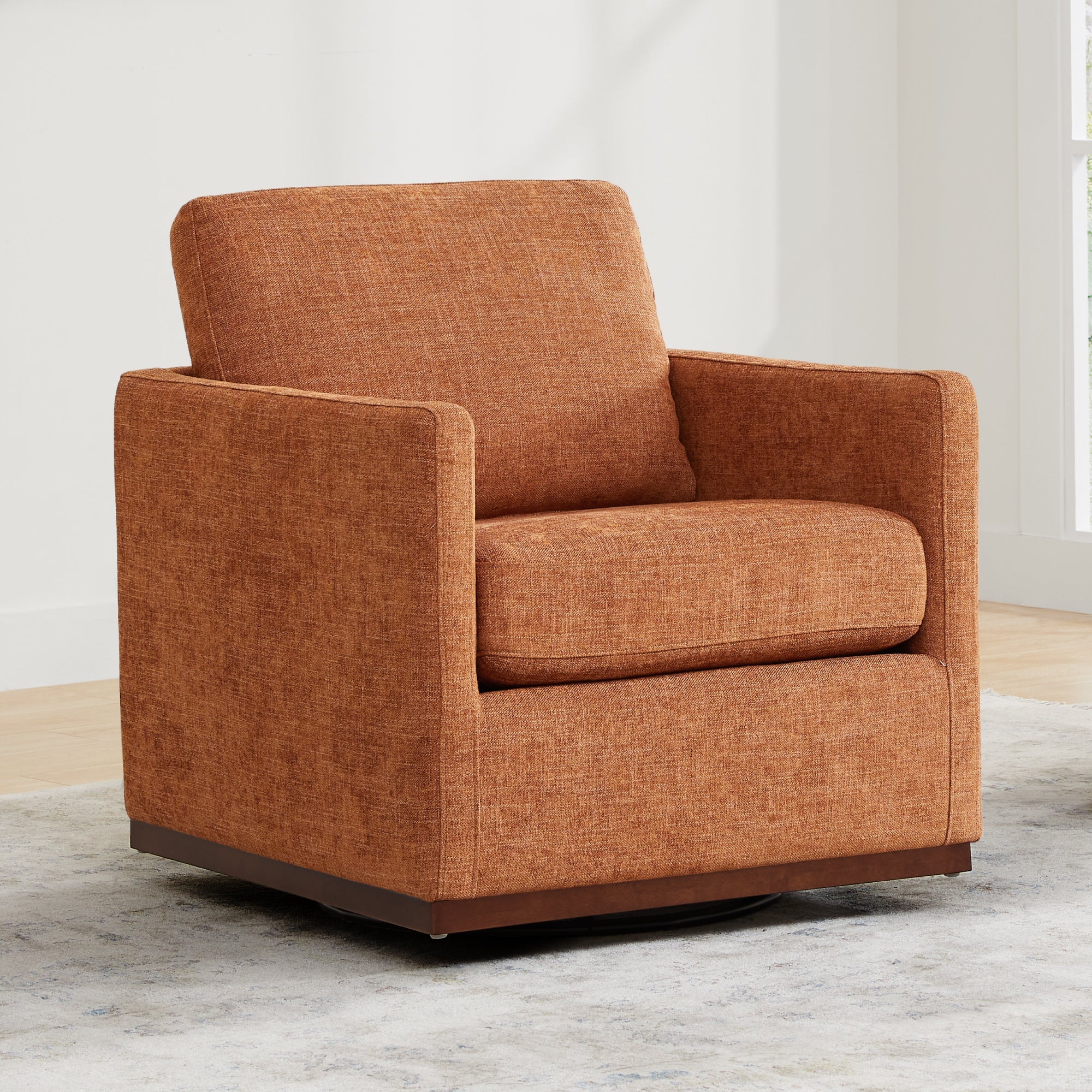 Henry Swivel Accent Chair with Wood Base - Image 62