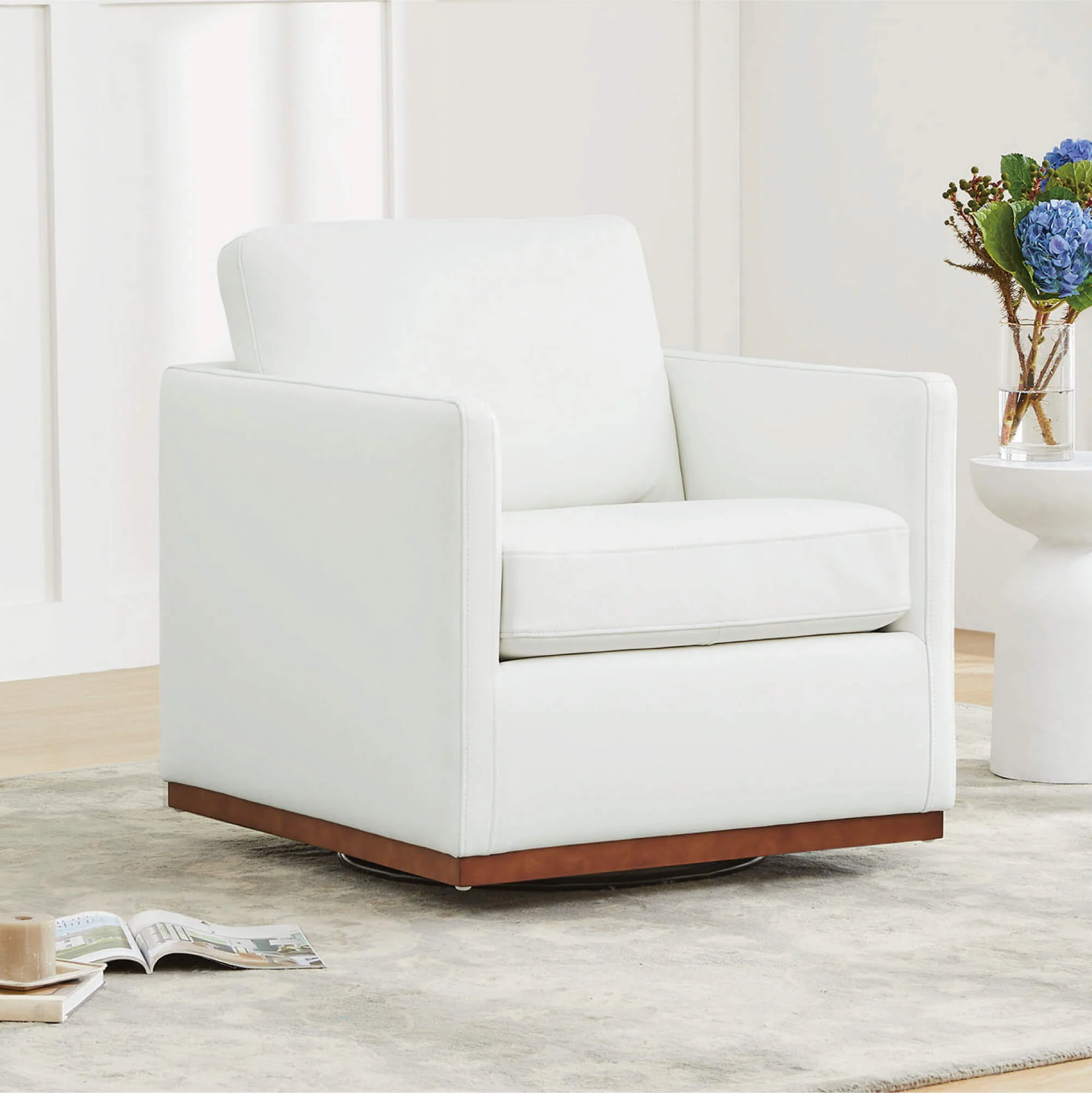 Henry Swivel Accent Chair with Wood Base - Image 67