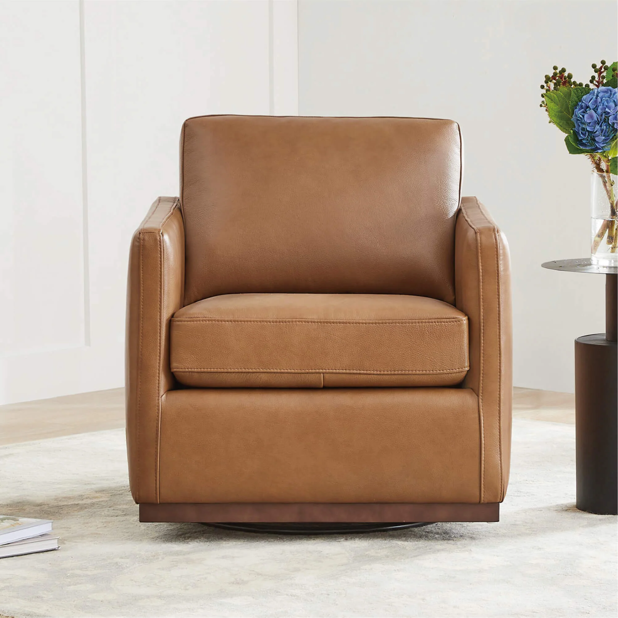 Henry Swivel Accent Chair with Wood Base - Image 69