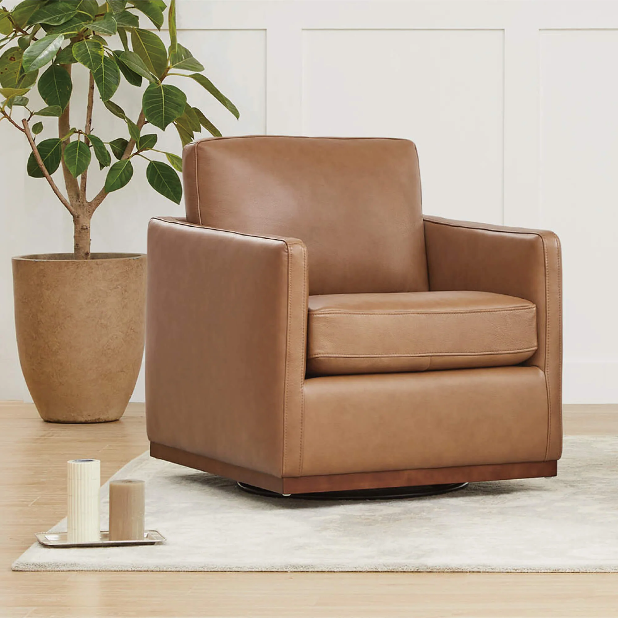 Henry Swivel Accent Chair with Wood Base - Image 70