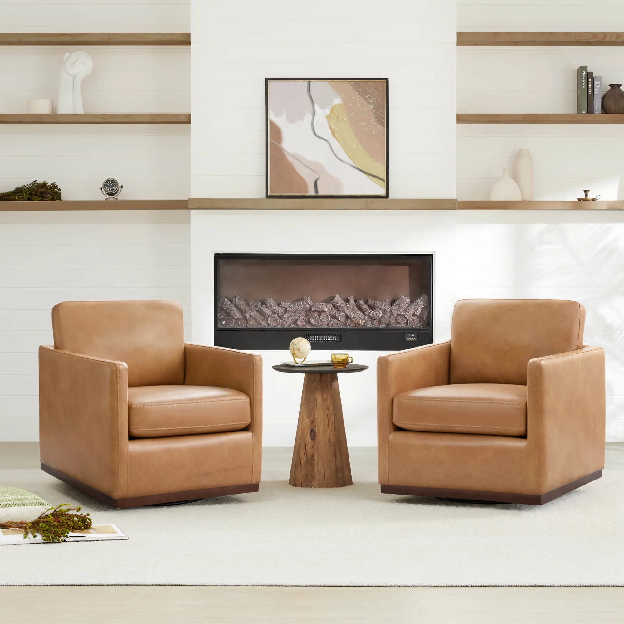 Henry Swivel Accent Chair with Wood Base - Image 91