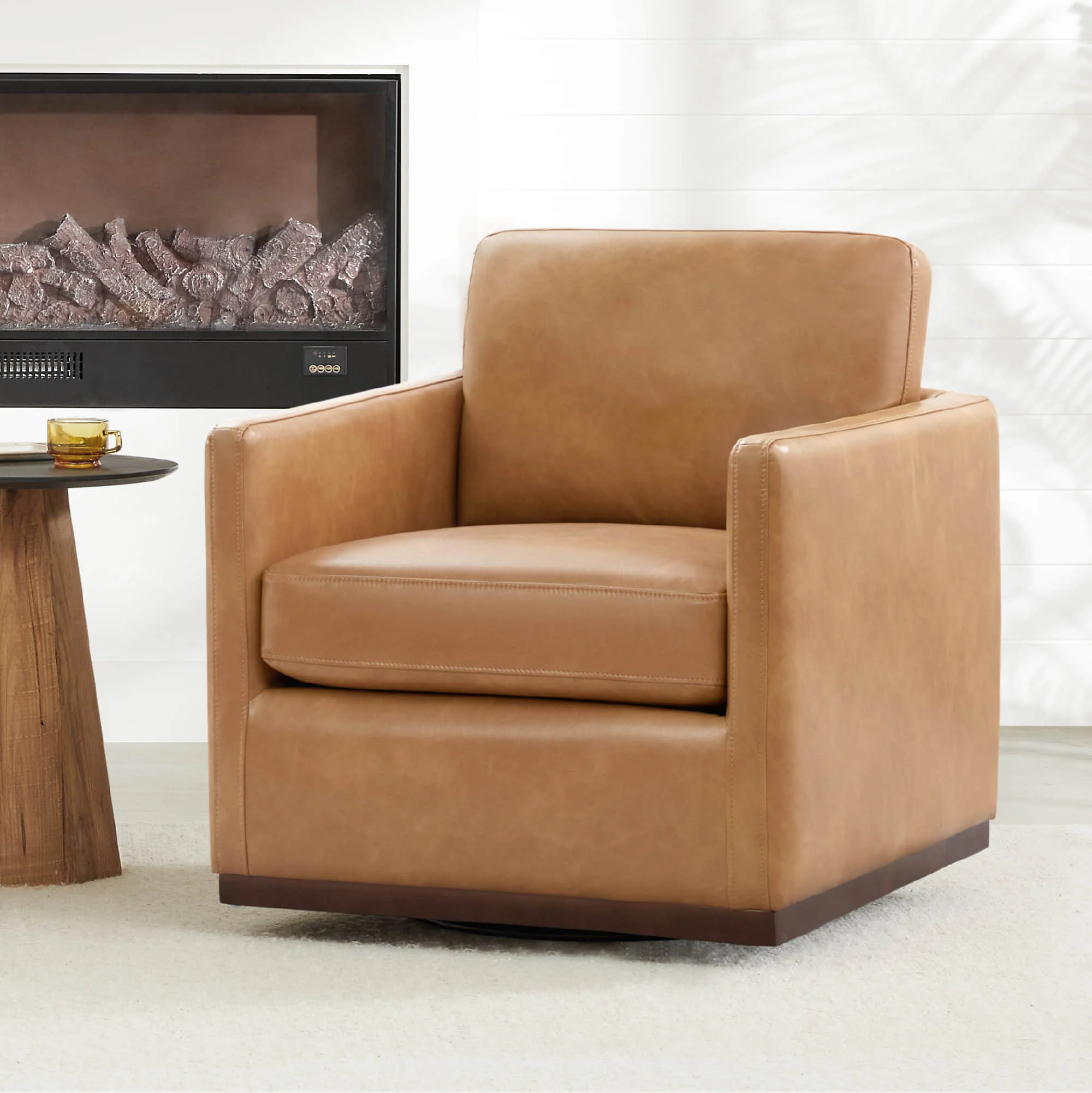Henry Swivel Accent Chair with Wood Base - Image 93