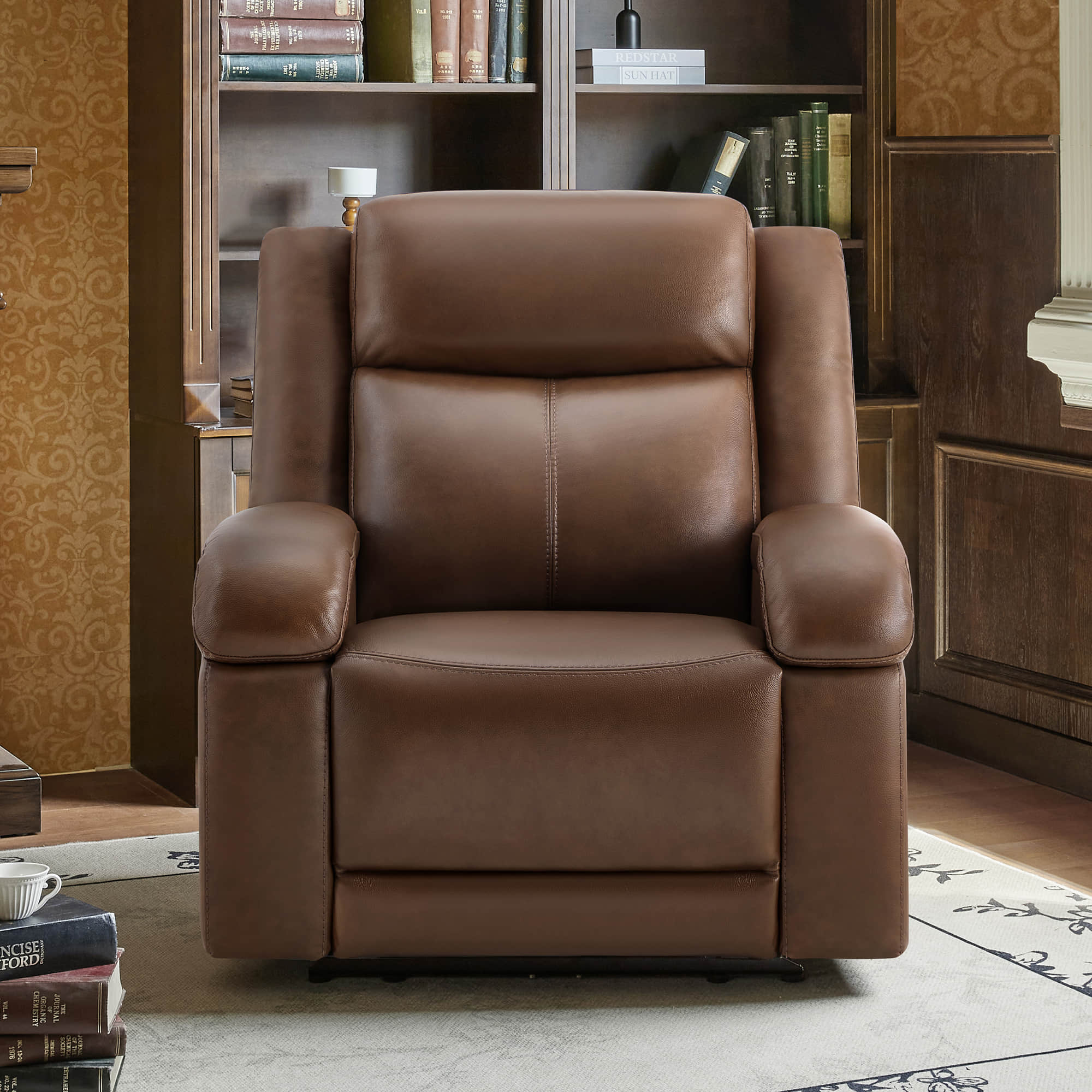 Isaac Genuine Leather Wall Hugger Power Recliner with Power Headrest - Image 104
