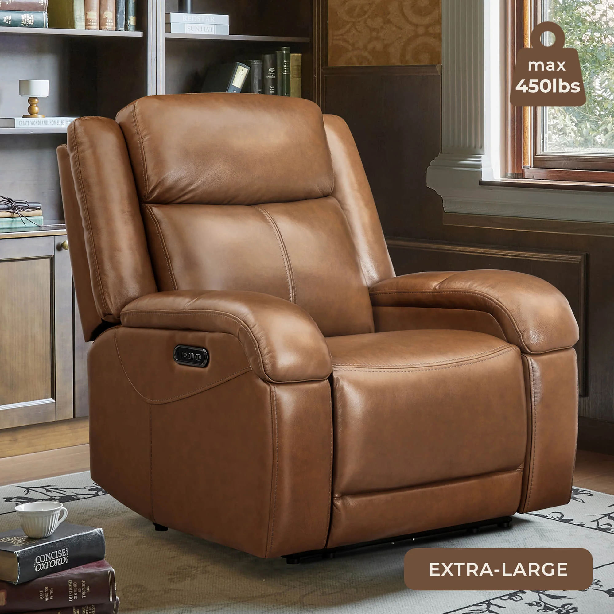 Isaac Genuine Leather Wall Hugger Power Recliner with Power Headrest - Image 106