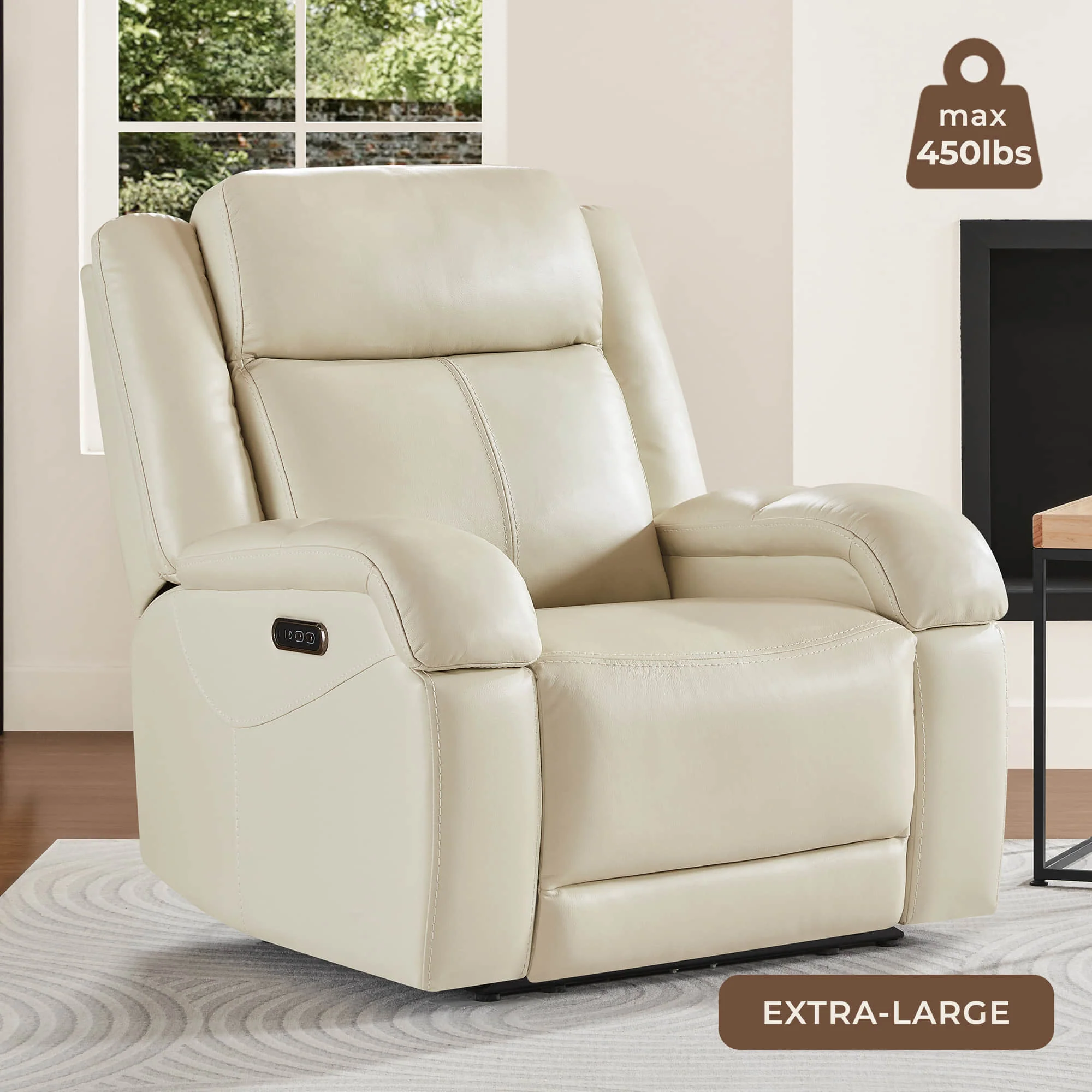 Isaac Genuine Leather Wall Hugger Power Recliner with Power Headrest - Image 107