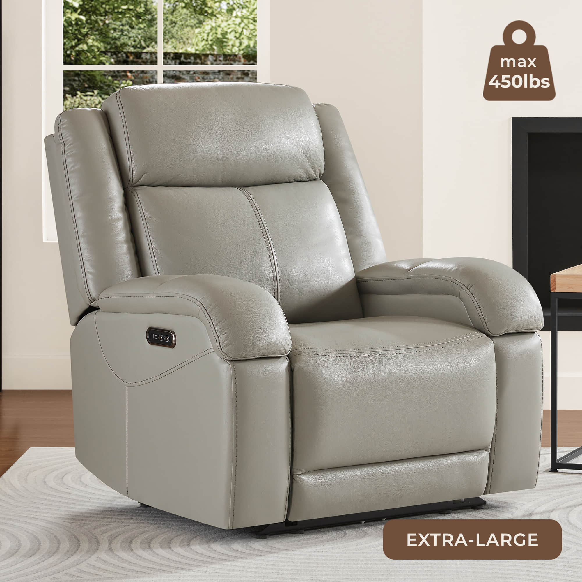 Isaac Genuine Leather Wall Hugger Power Recliner with Power Headrest - Image 108