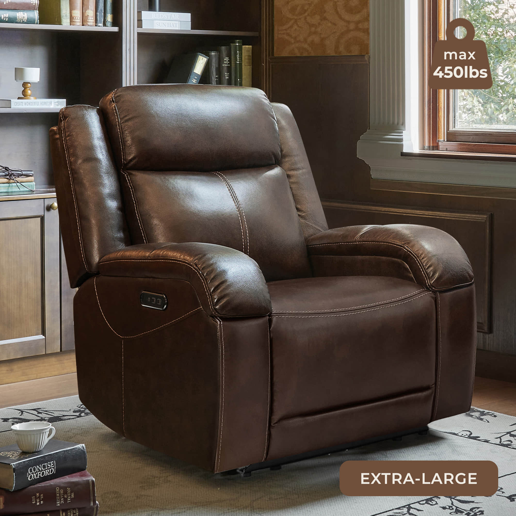 Isaac Genuine Leather Wall Hugger Power Recliner with Power Headrest - Image 109