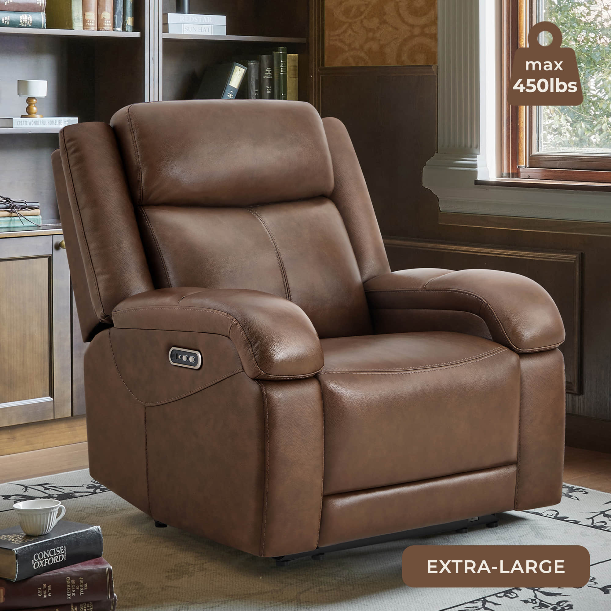 Isaac Genuine Leather Wall Hugger Power Recliner with Power Headrest - Image 110