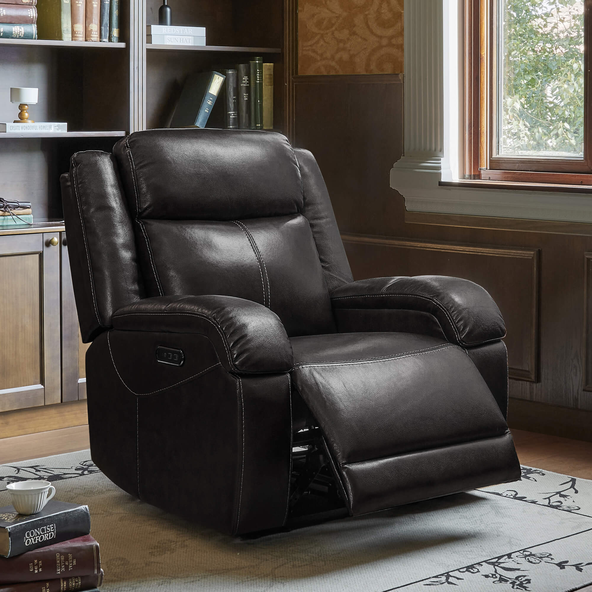 Isaac Genuine Leather Wall Hugger Power Recliner with Power Headrest - Image 118