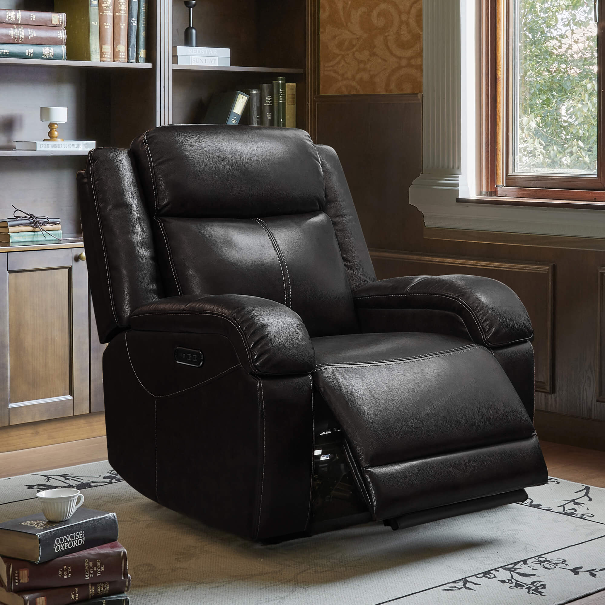 Isaac Genuine Leather Wall Hugger Power Recliner with Power Headrest - Image 129