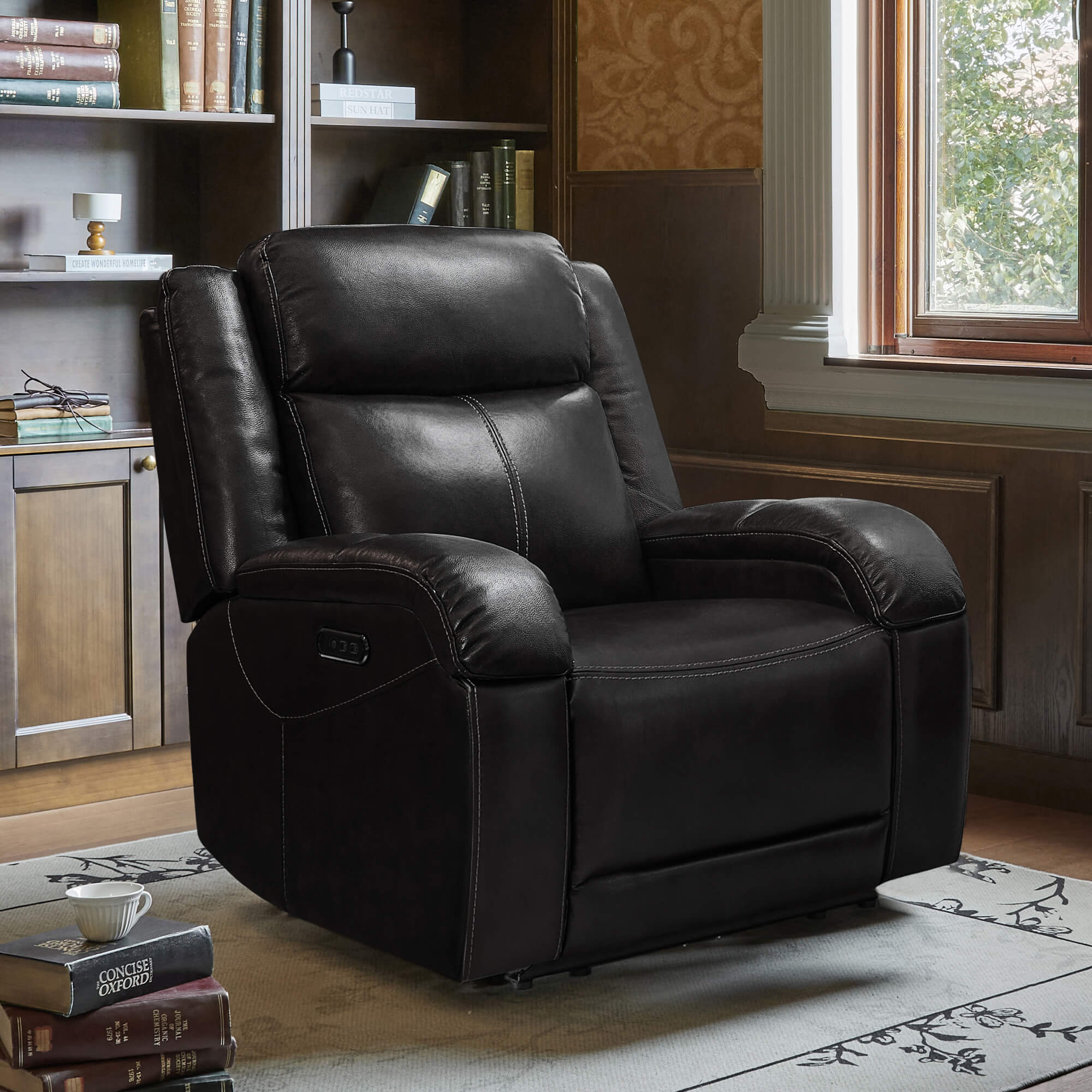 Isaac Genuine Leather Wall Hugger Power Recliner with Power Headrest - Image 130