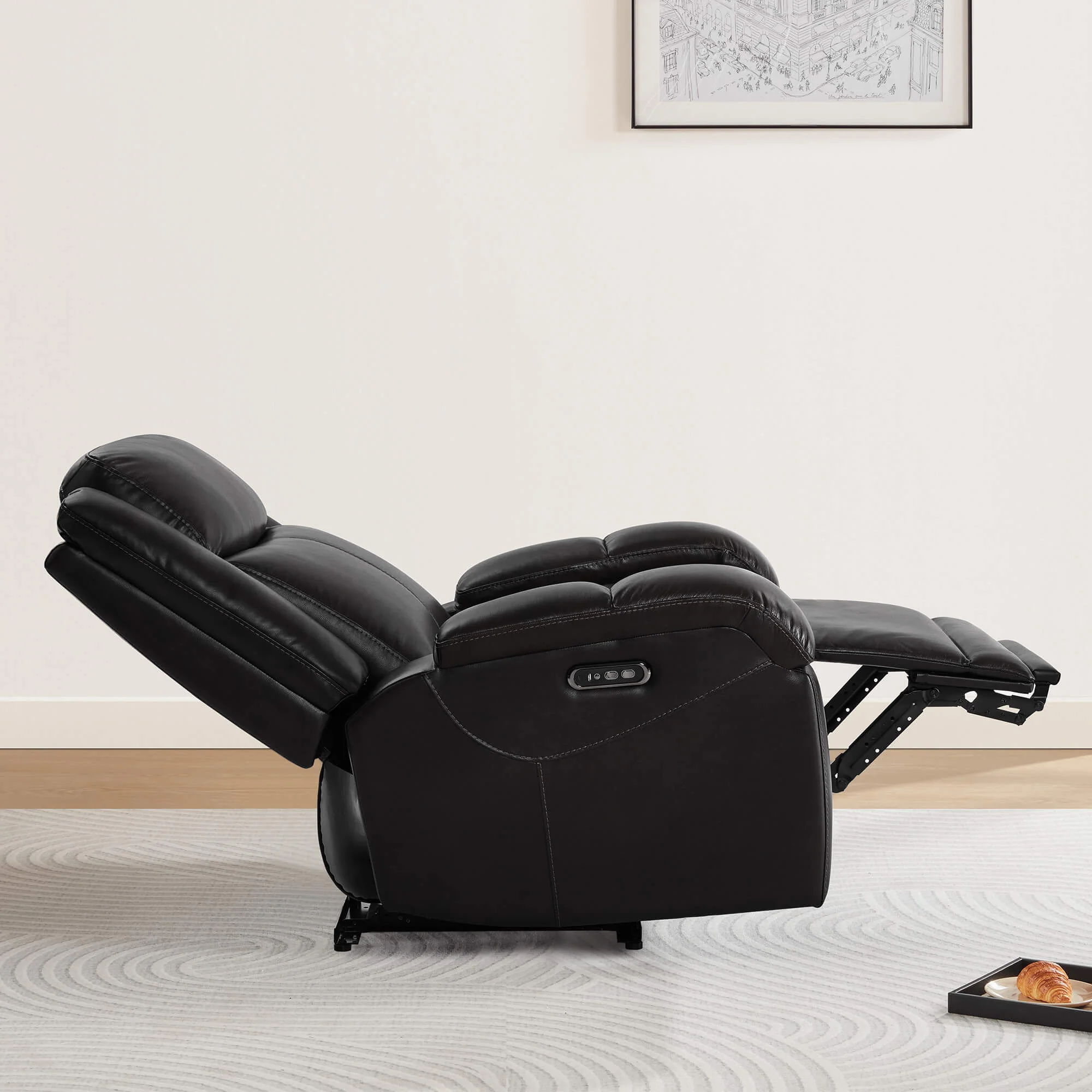 Isaac Genuine Leather Wall Hugger Power Recliner with Power Headrest - Image 132