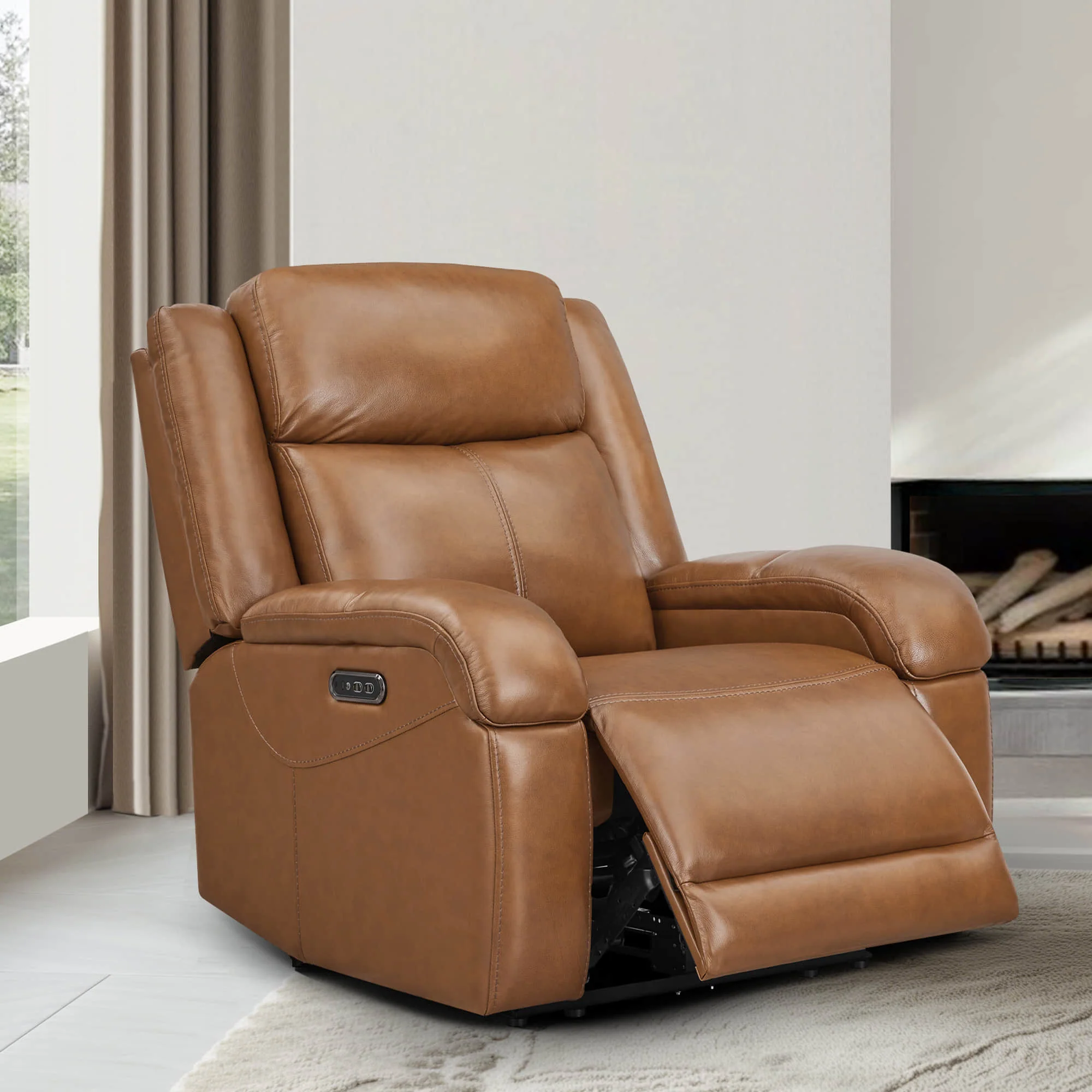 Isaac Genuine Leather Wall Hugger Power Recliner with Power Headrest - Image 42