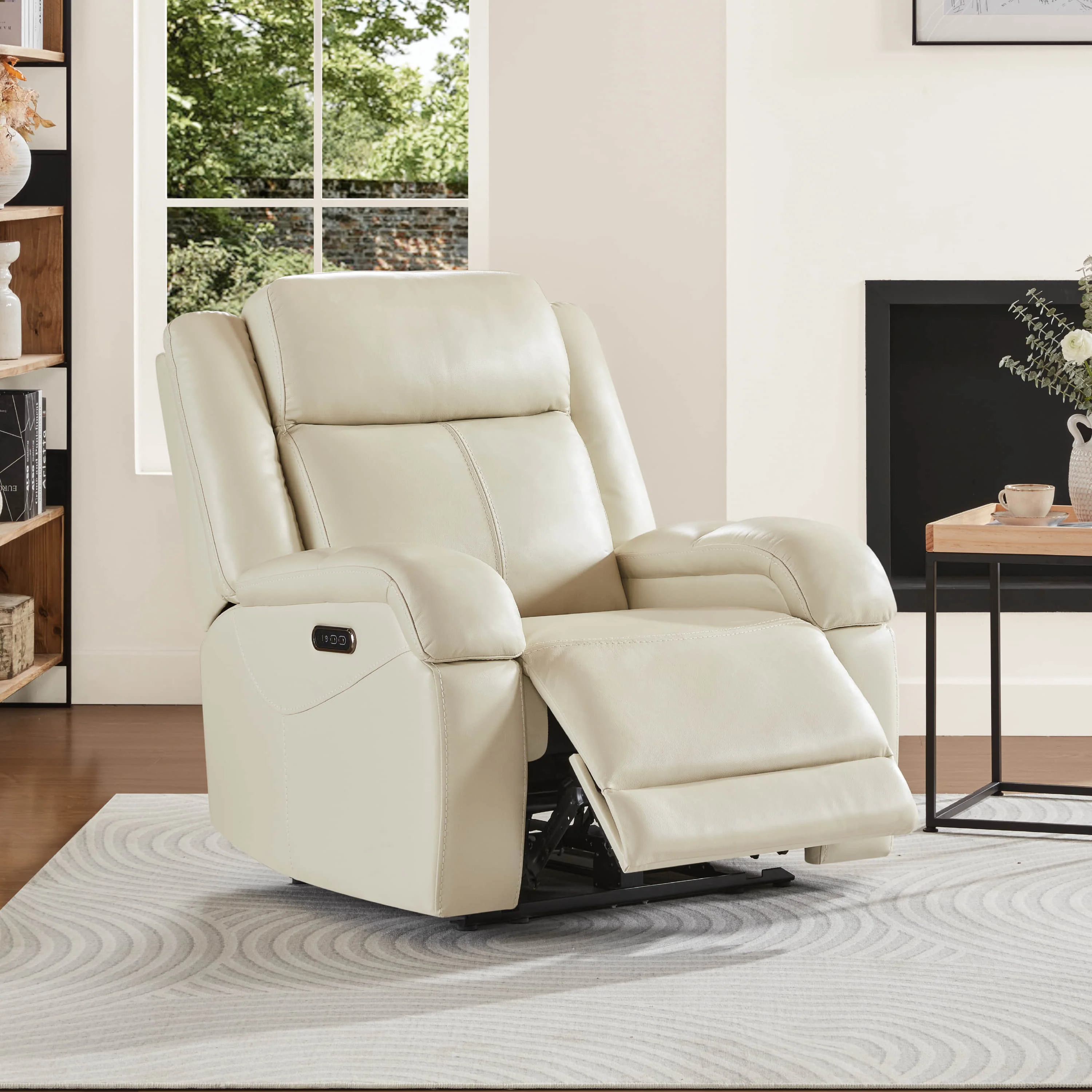 Isaac Genuine Leather Wall Hugger Power Recliner with Power Headrest - Image 54