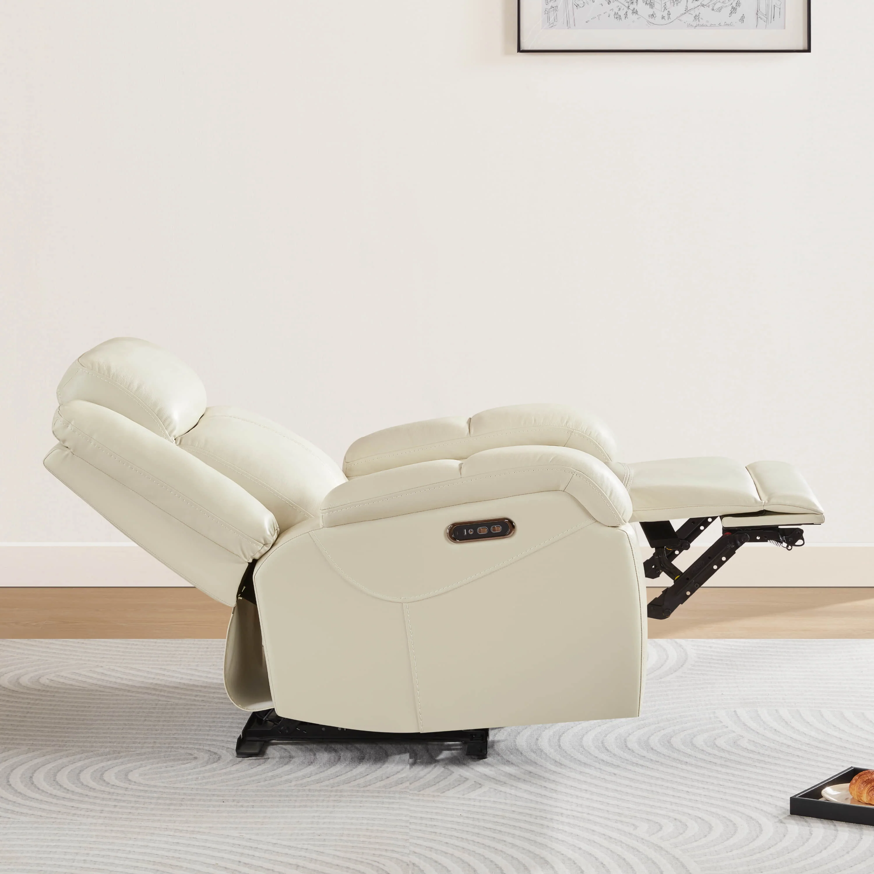 Isaac Genuine Leather Wall Hugger Power Recliner with Power Headrest - Image 56