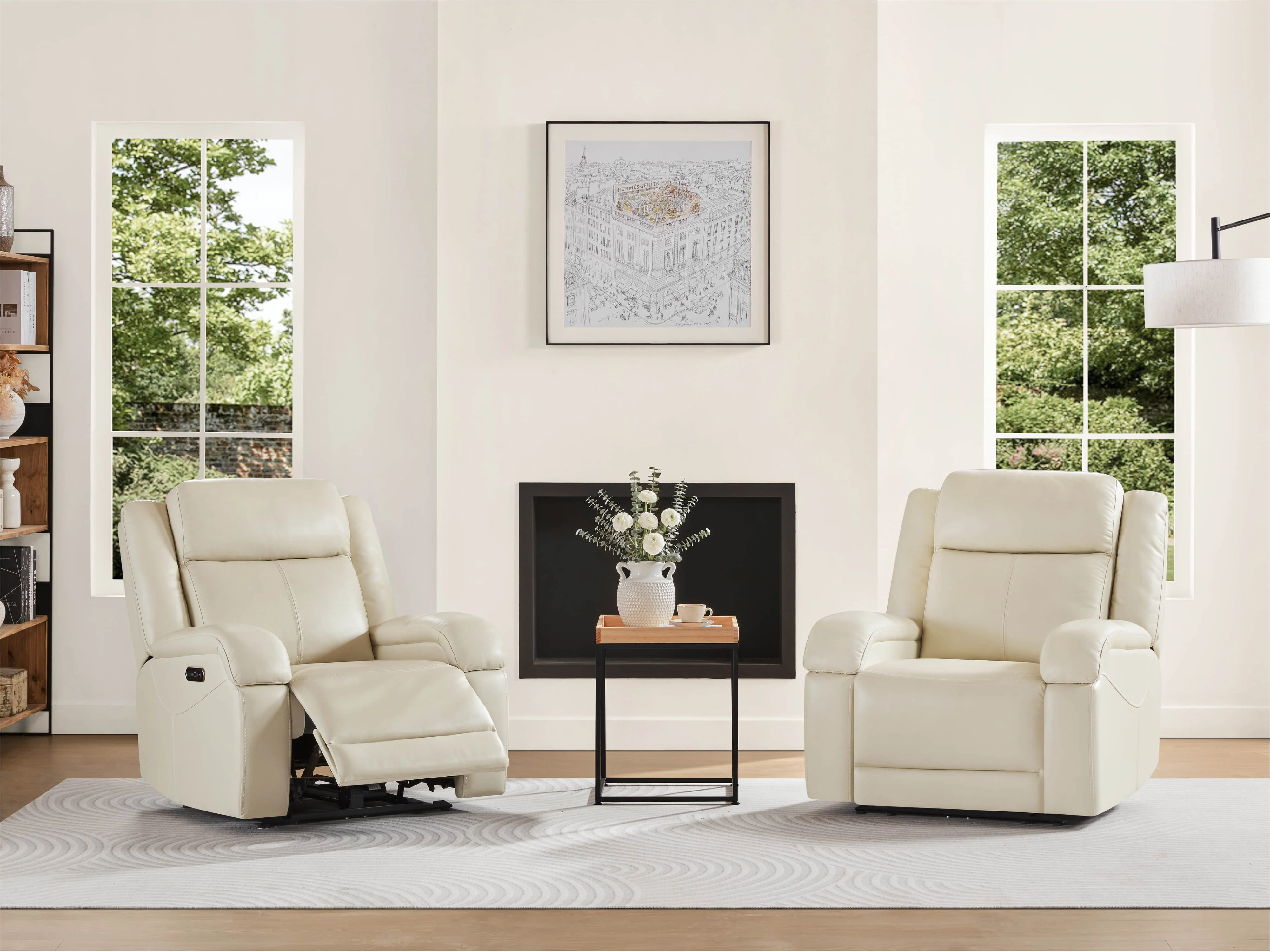 Isaac Genuine Leather Wall Hugger Power Recliner with Power Headrest - Image 57